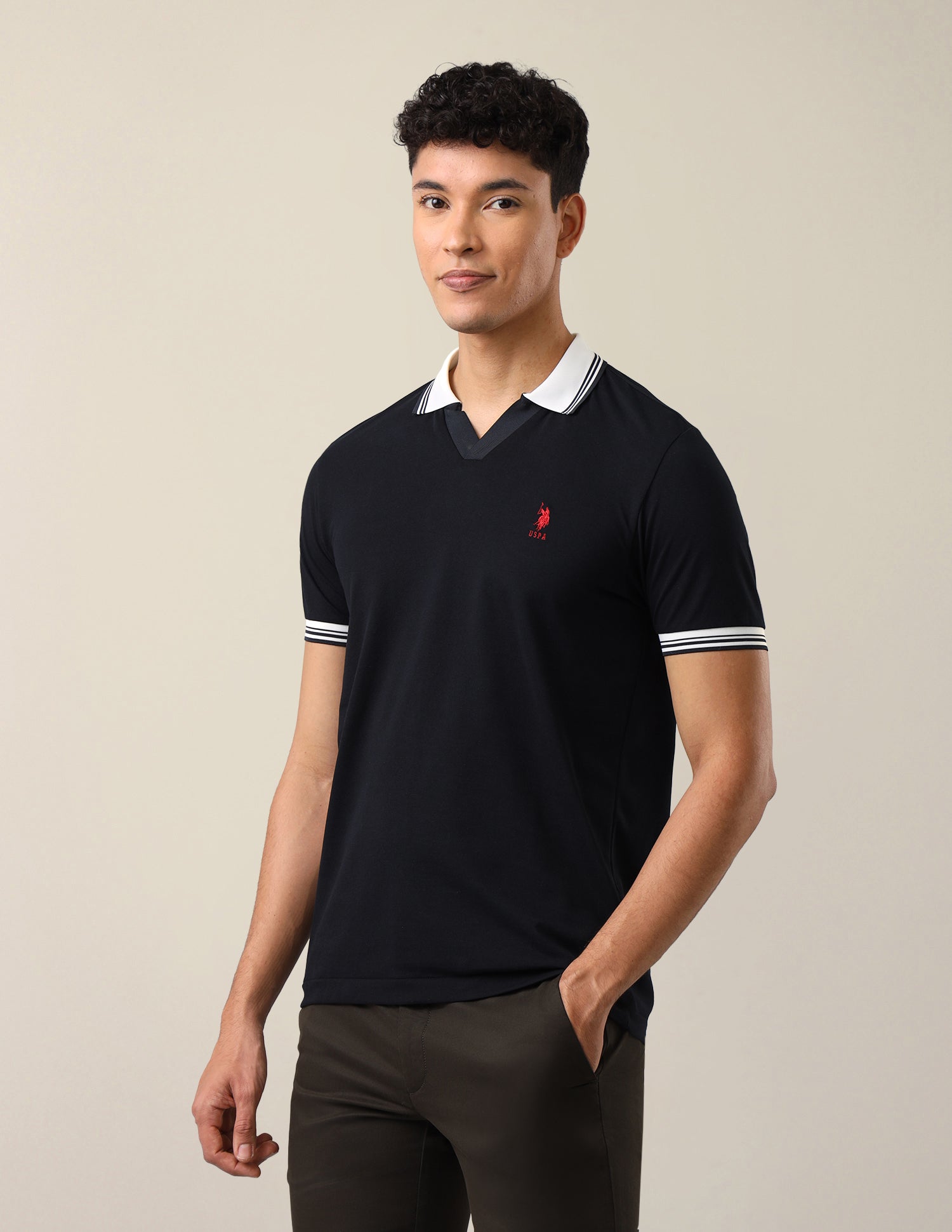 Solid Slim Fit Polo Shirt Navy - U.S. Polo Assn. India | Large