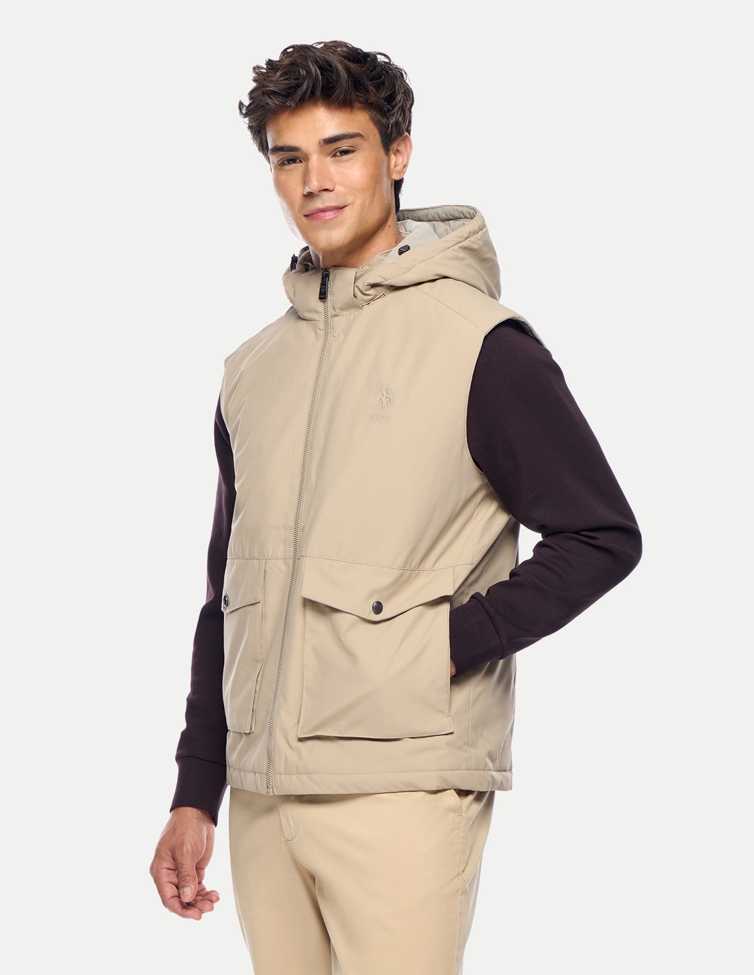 Solid Regular Fit Jacket Beige - U.S. Polo Assn. India | Large