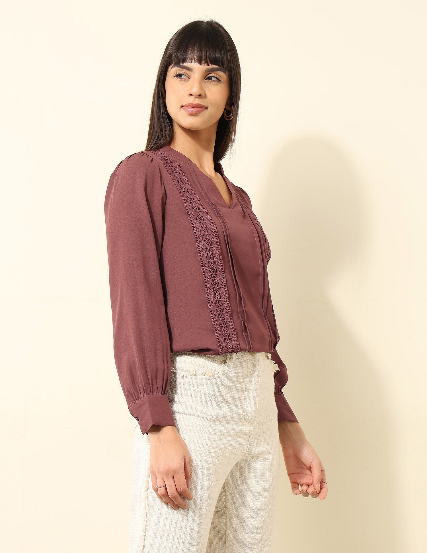 Lace Detailed Top Maroon - U.S. Polo Assn. India | Large