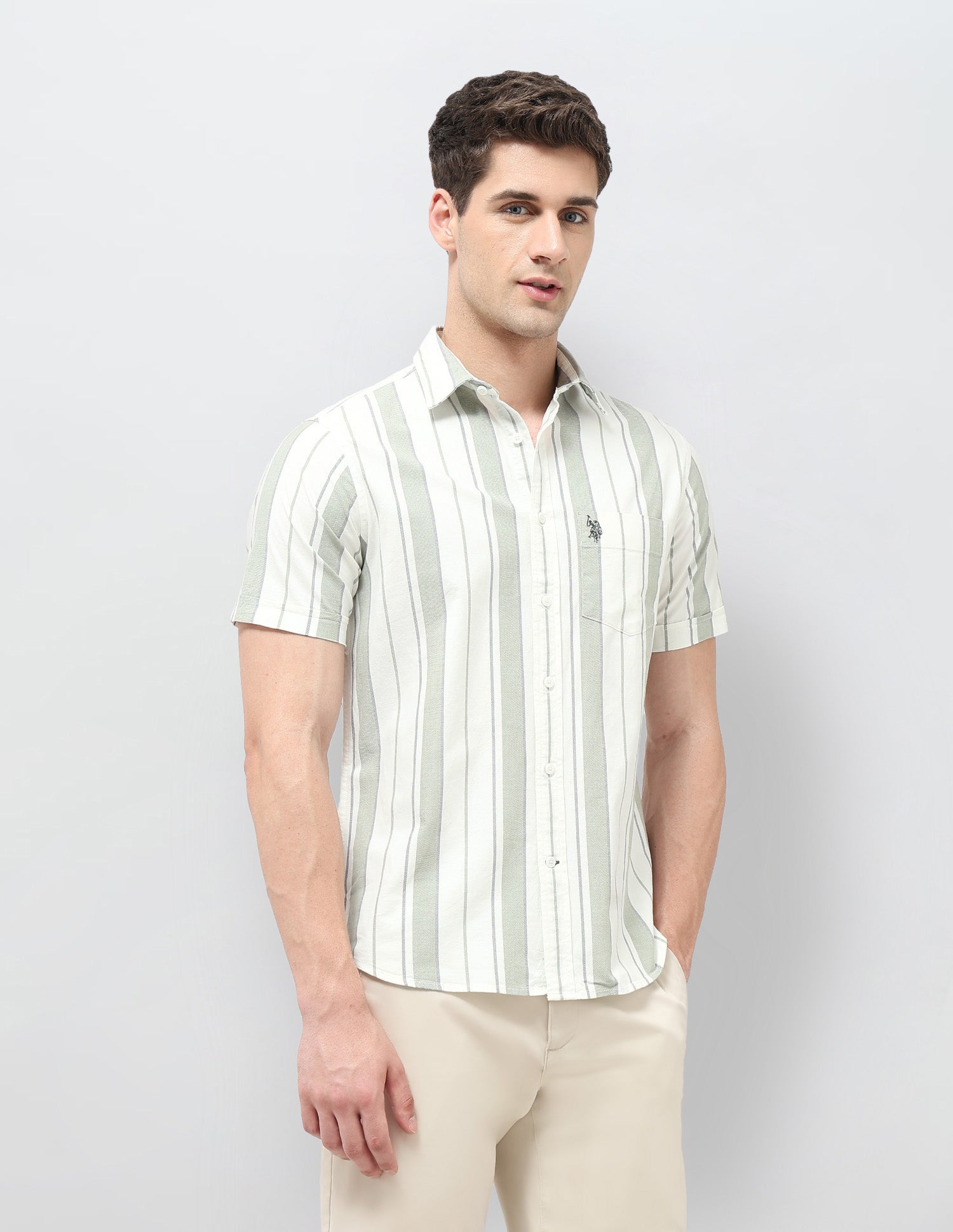 Oxford Tailored Fit Shirt Light Green - U.S. POLO ASSN. | Large