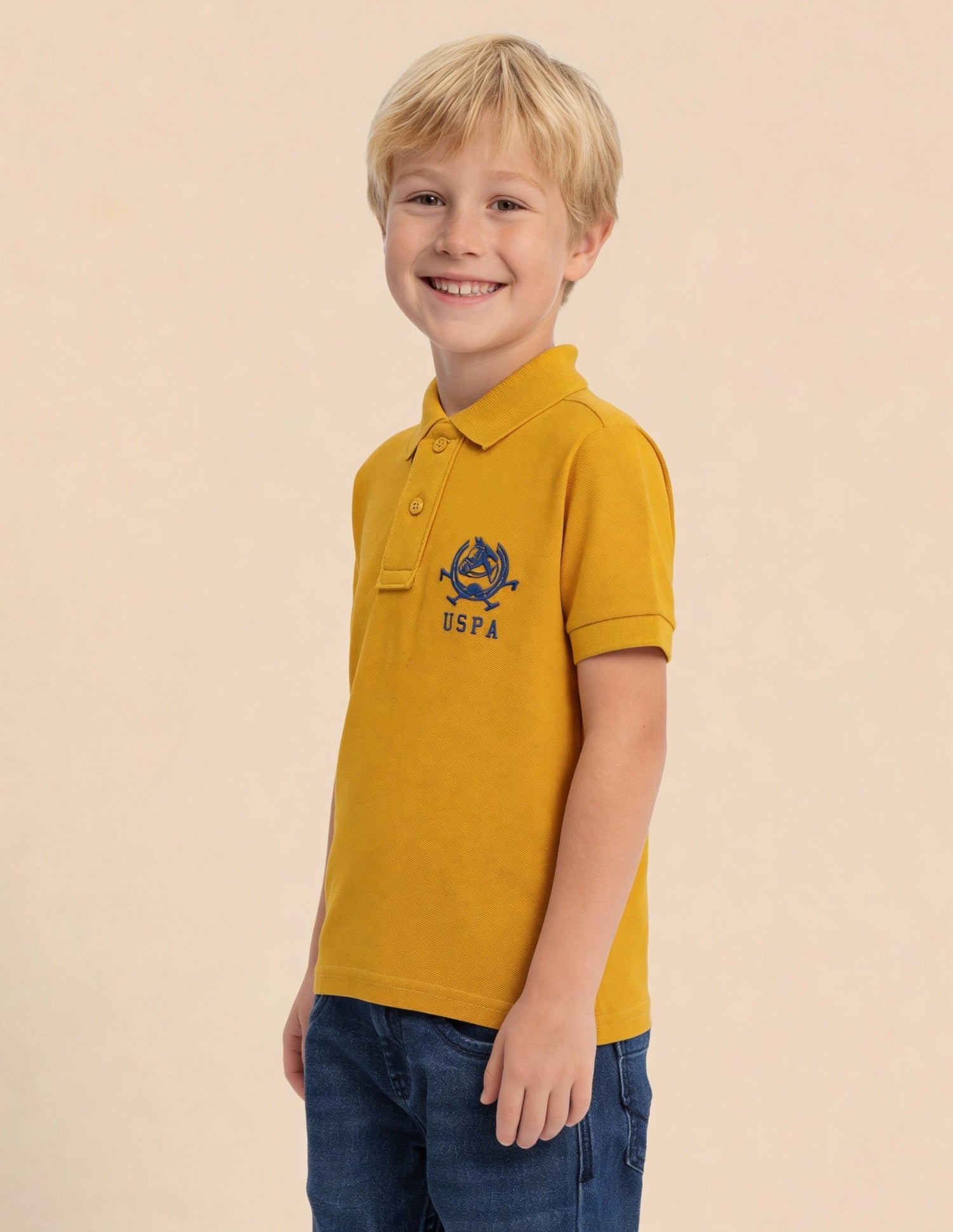 Boys Pure Cotton Polo Shirt Yellow - U.S. Polo Assn. India | Large