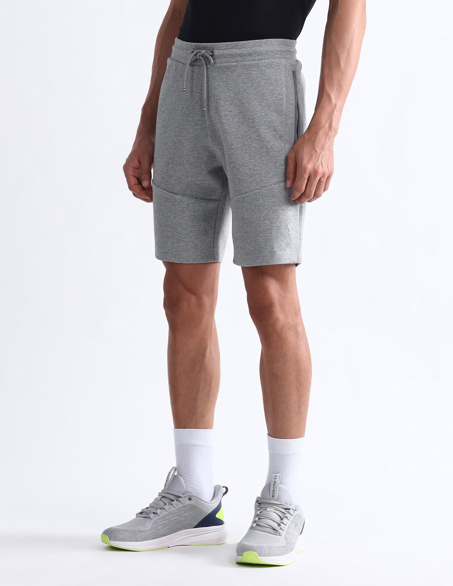 Heathered Slim Fit Active Shorts Grey - U.S. Polo Assn. India | Large