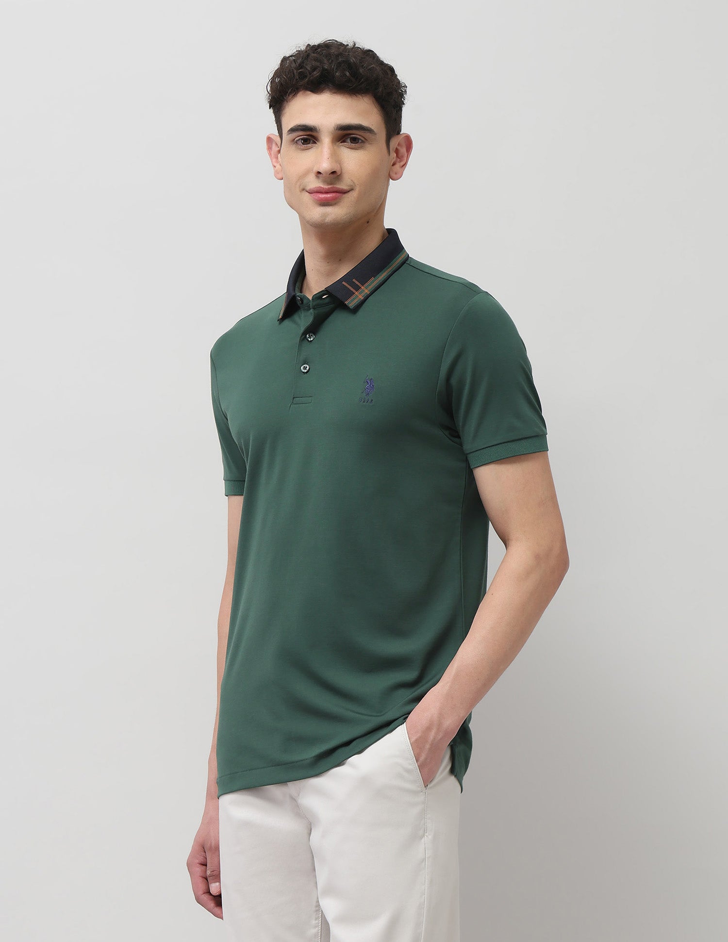 Solid Regular Fit Polo Shirt Dark Green - U.S. POLO ASSN. | Large