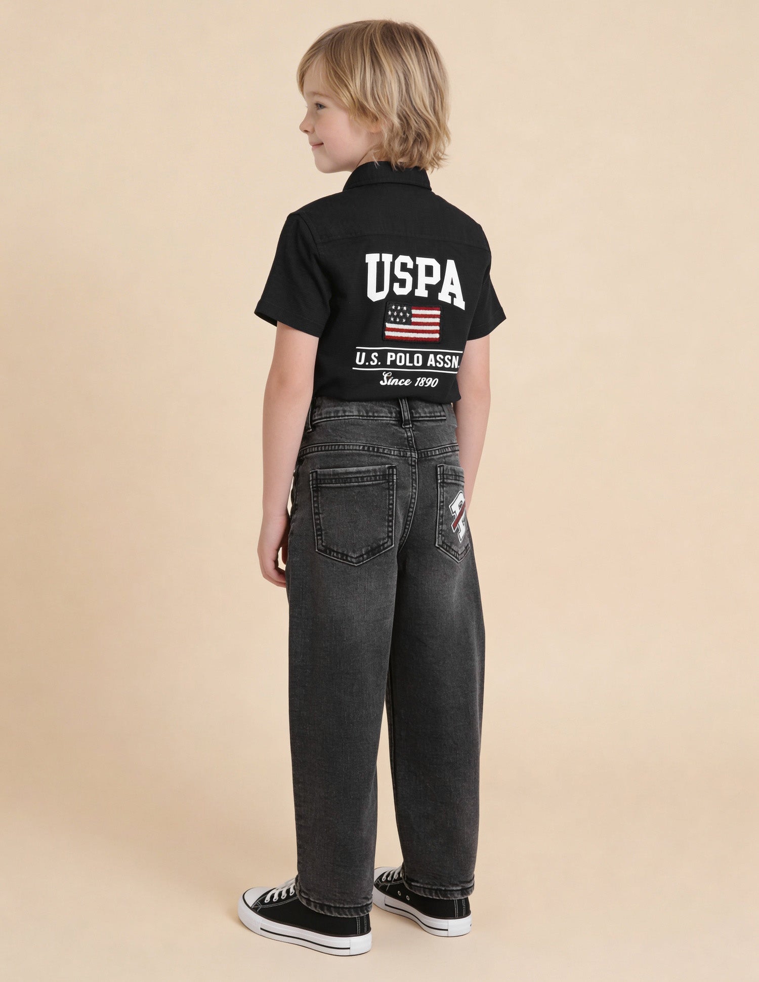 Stone Washed Baggy Fit Jeans Dark Grey - U.S. Polo Assn. India | Large