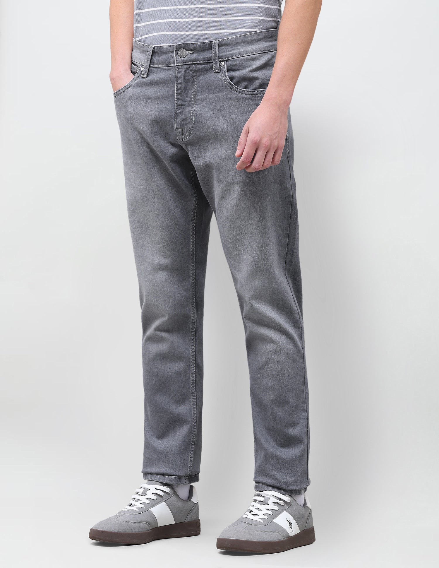 Brandon Slim-Tapered Fit Grey Jeans Grey - U.S. Polo Assn. India | Large