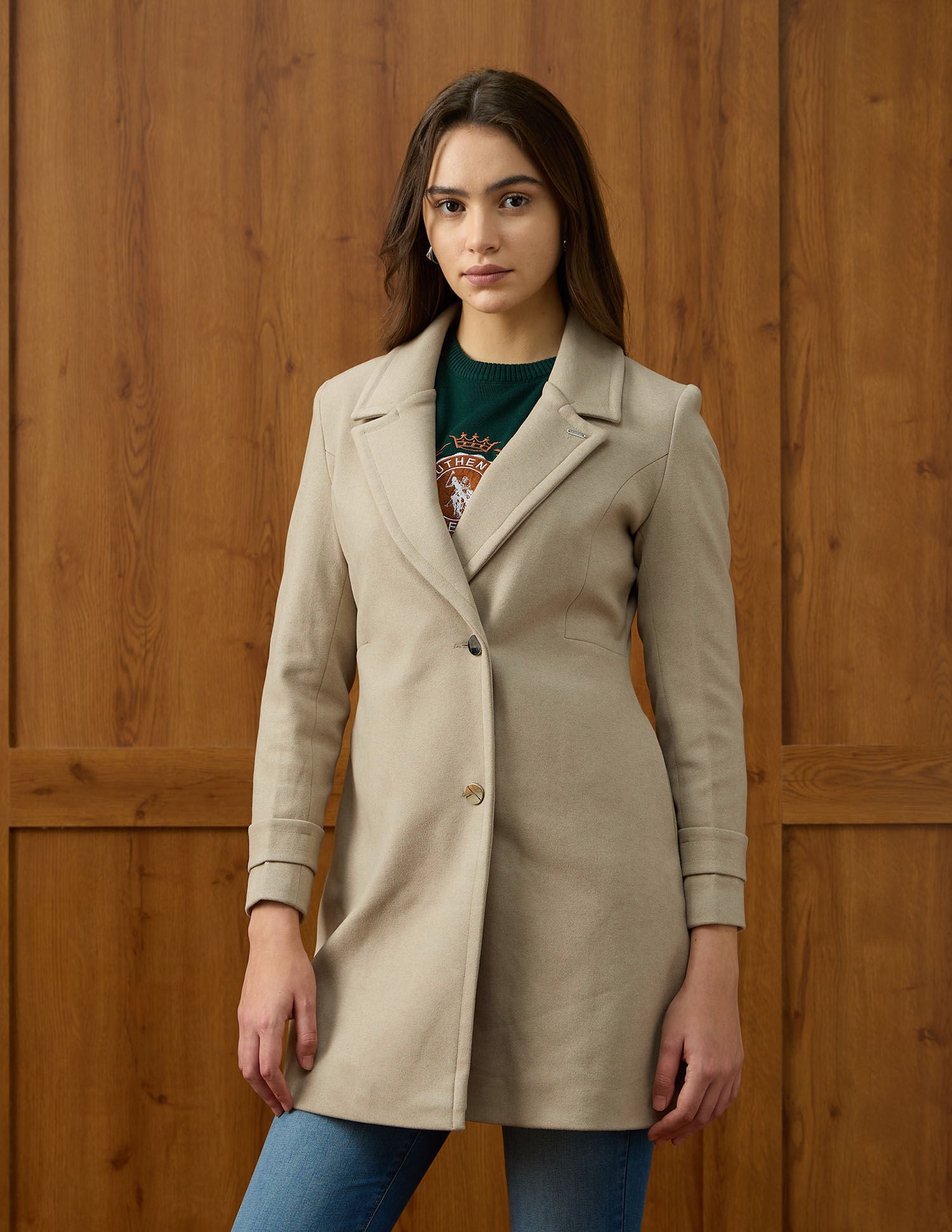 Soild Regular Fit Single Breasted Coat Brown - U.S. POLO ASSN. | Large