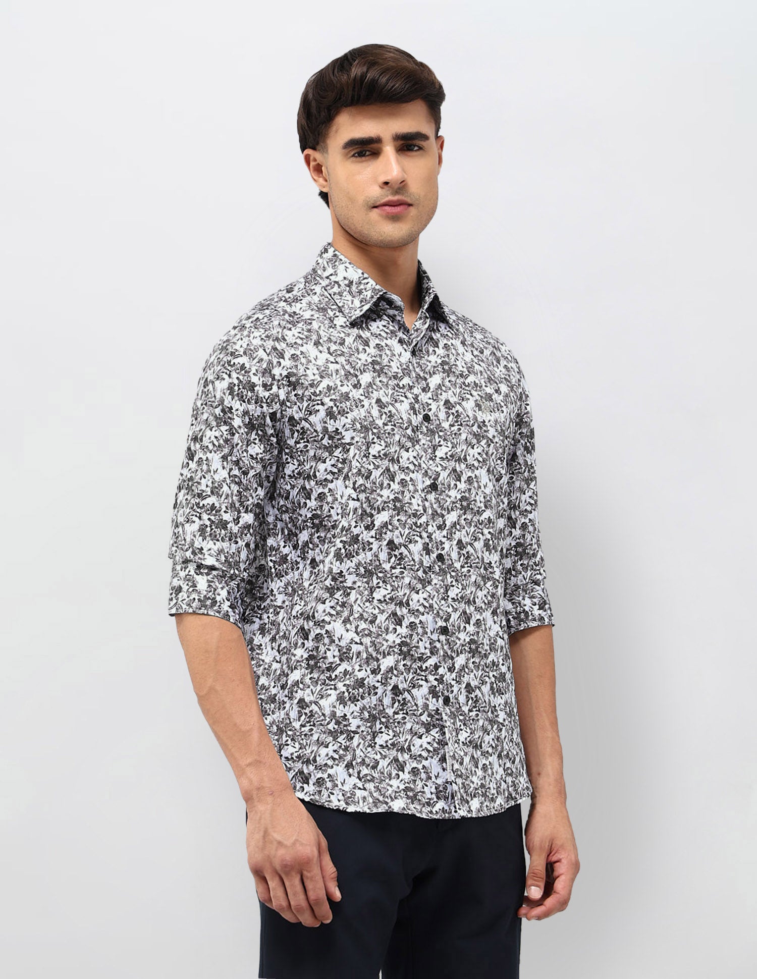 Floral Printed Satin Shirt Brown - U.S. POLO ASSN. | Large