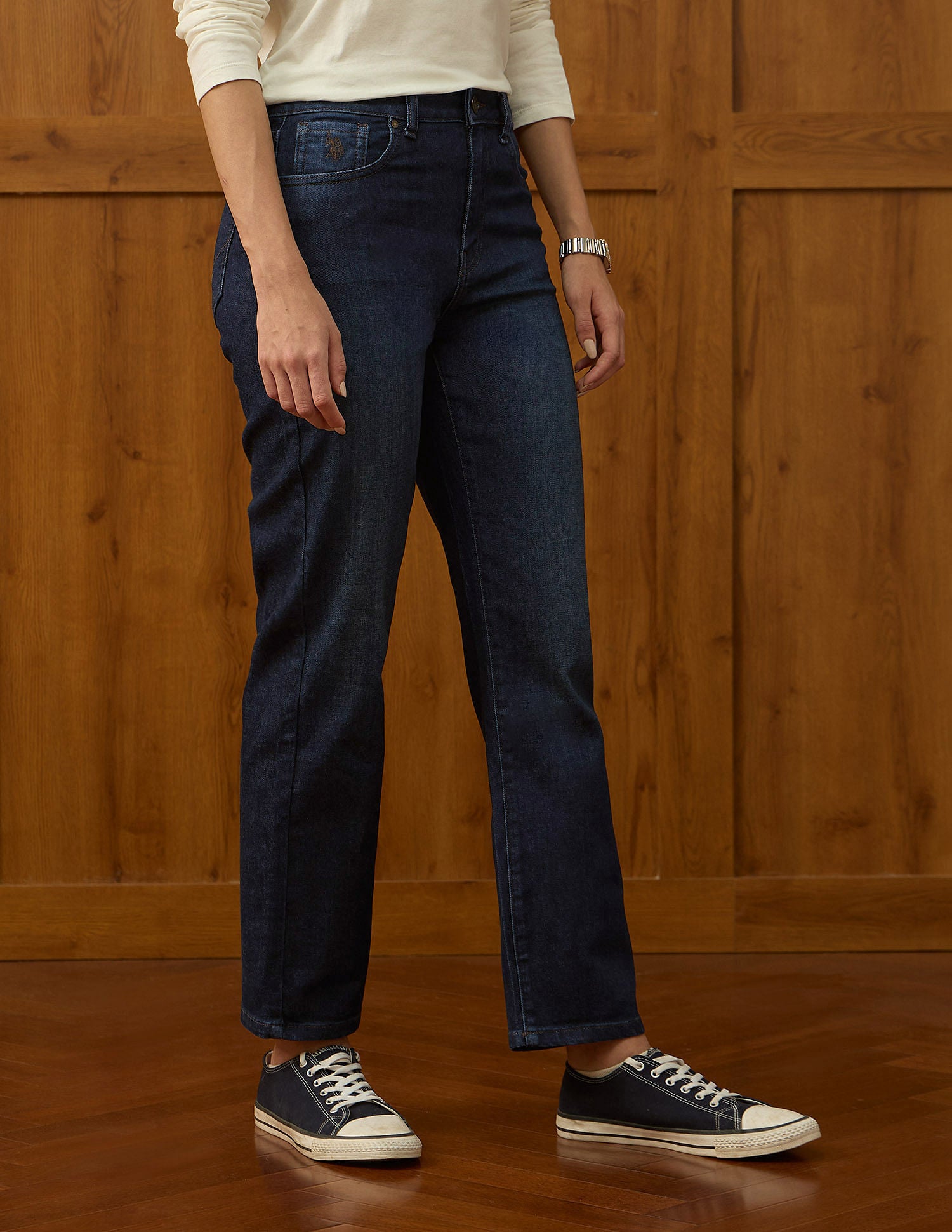 High Rise Straight Fit Jeans Dark Blue Tint - U.S. POLO ASSN. | Large