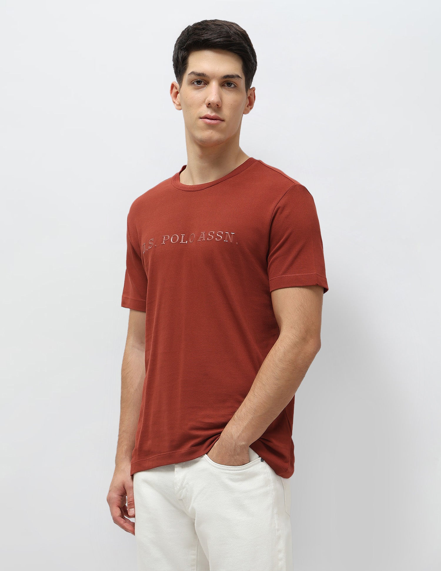 Brand Embossed Slim Fit T-Shirt Rust - U.S. POLO ASSN. | Large