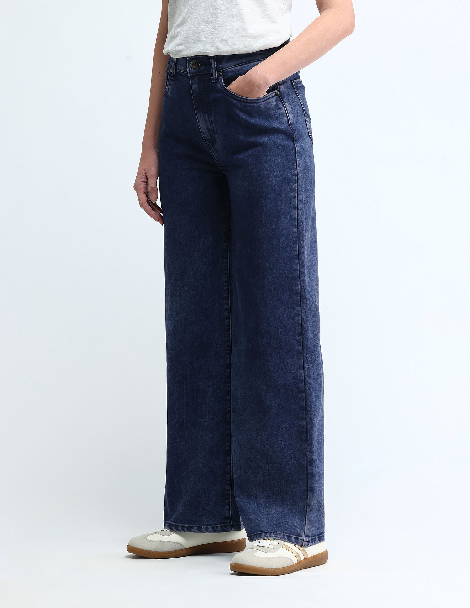 High Rise Wide Leg Jeans Dark Blue - U.S. POLO ASSN. | Large