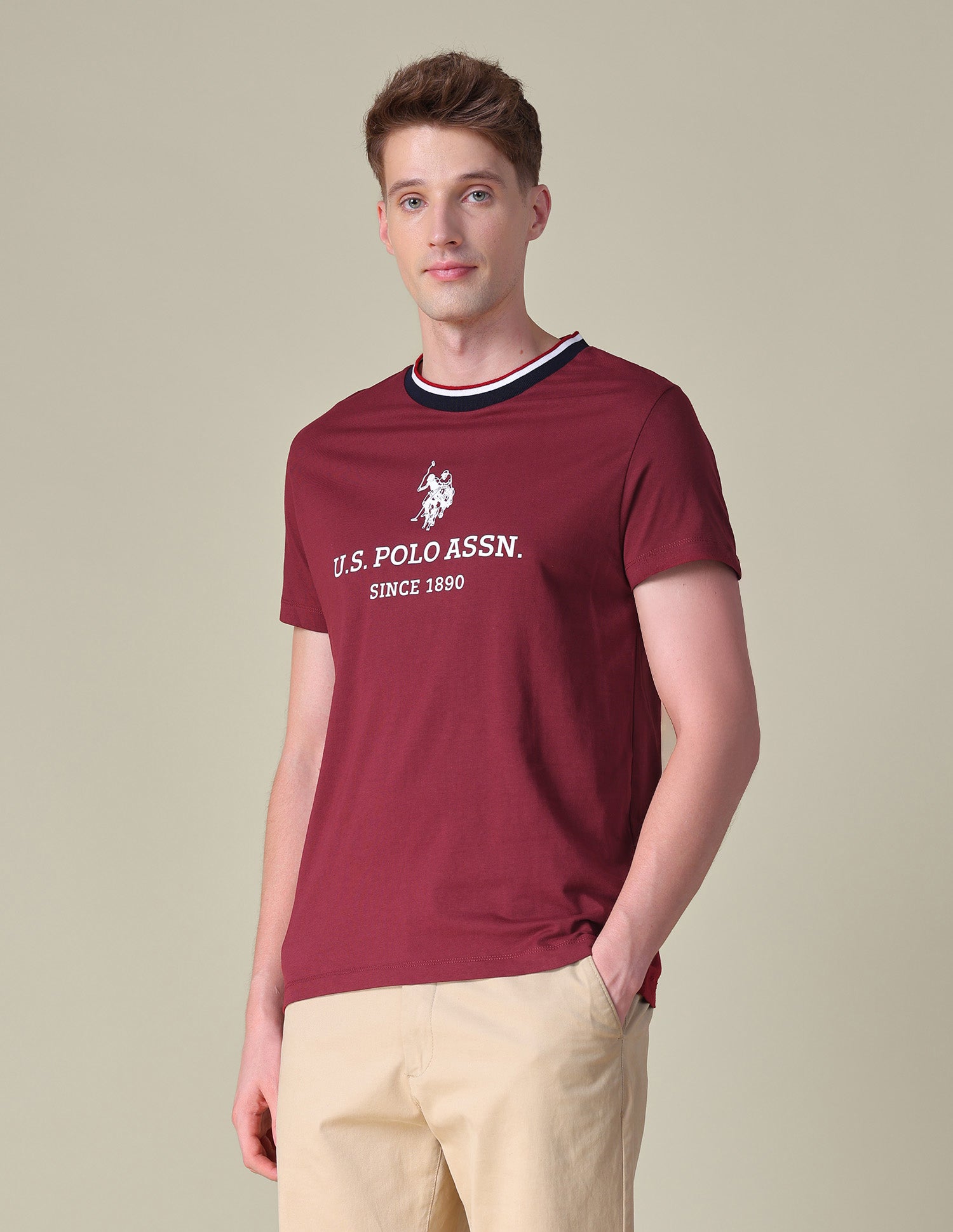 Brand Printed Slim Fit T-Shirt Maroon - U.S. POLO ASSN. | Large