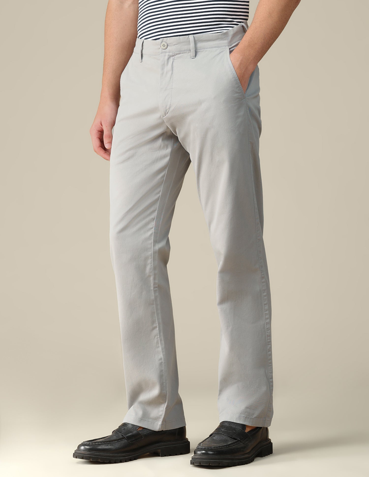 Riley straight fit Twill Trousers Light Grey - U.S. Polo Assn. India | Large