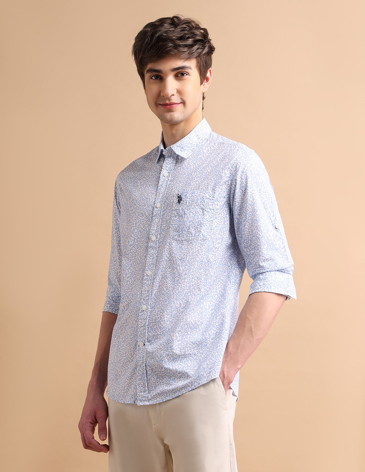 Floral Summer Shirt Light Blue - U.S. POLO ASSN. | Large