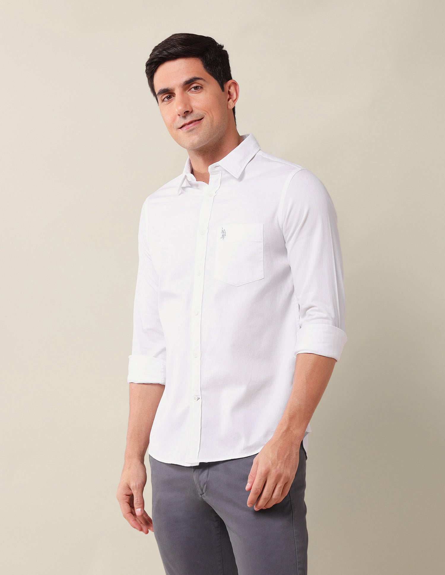 Solid Tailored Fit Shirt White - U.S. Polo Assn. India | Large