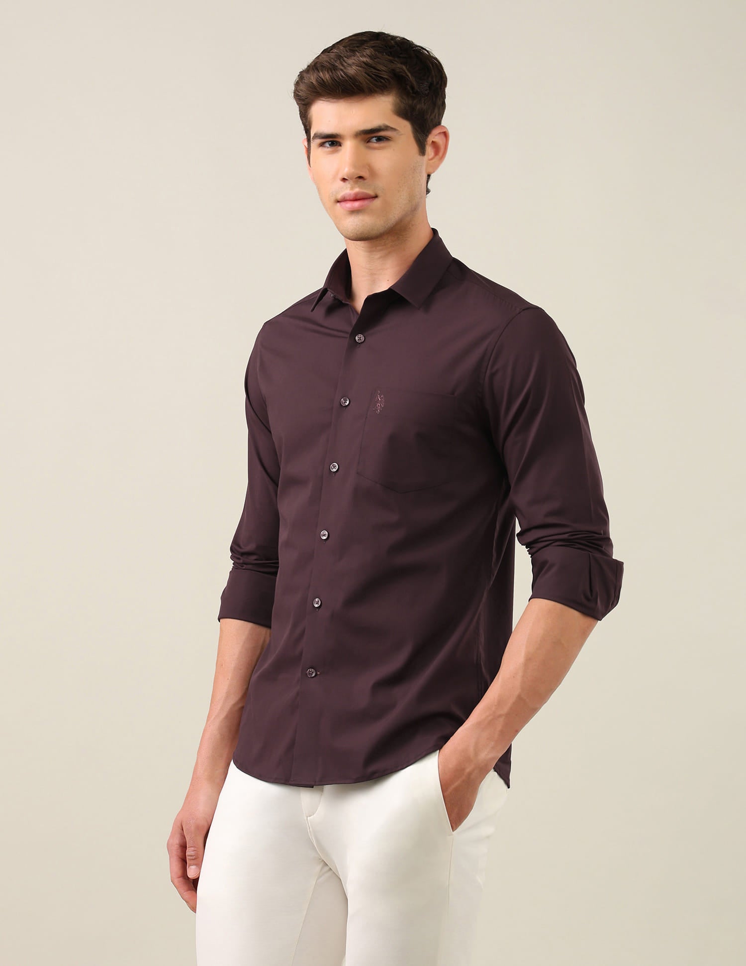 Solid Tailored Fit Shirt Purple - U.S. Polo Assn. India | Large