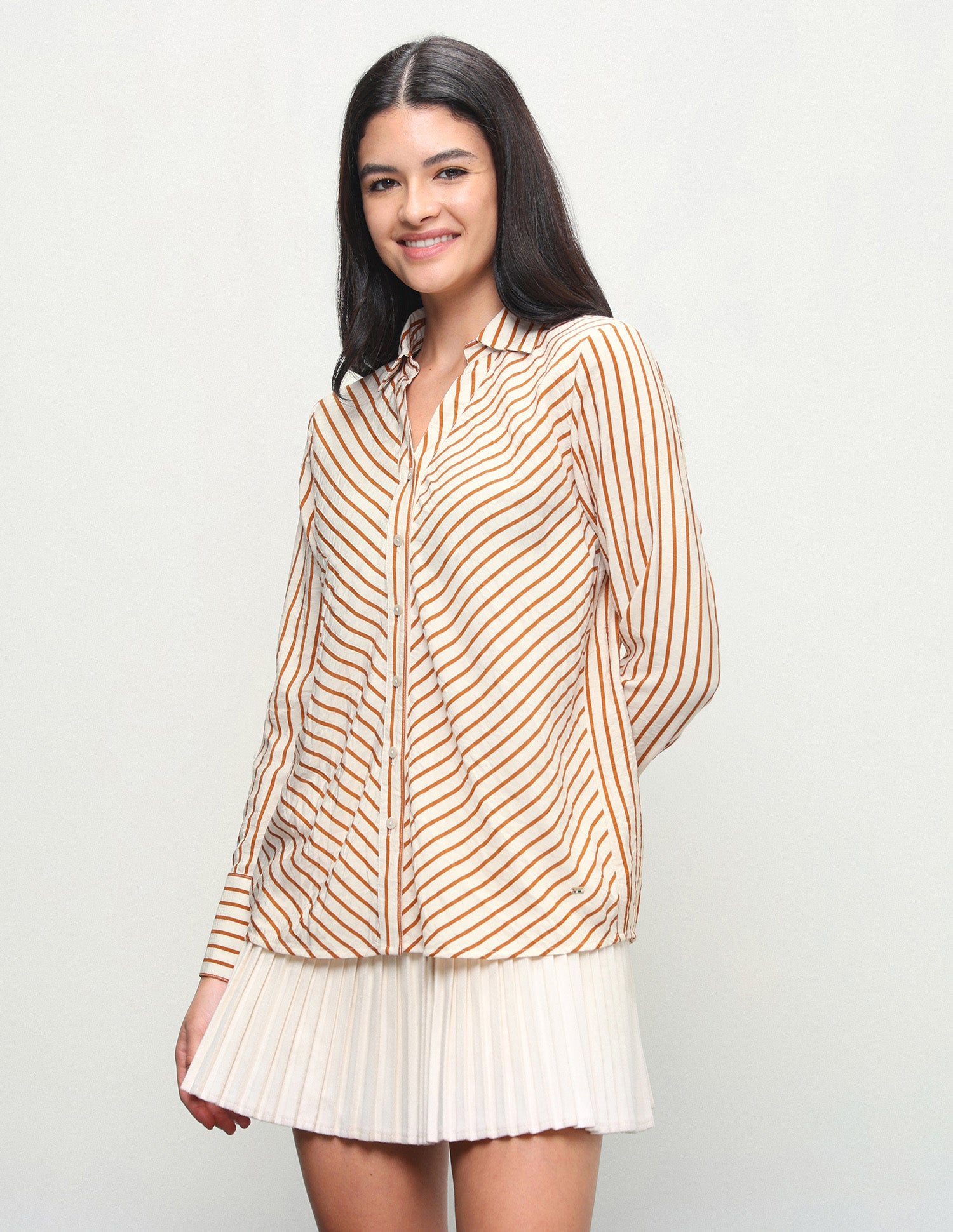 Diagonal Striped Regular Fit Shirt Mustard - U.S. Polo Assn. India | Large