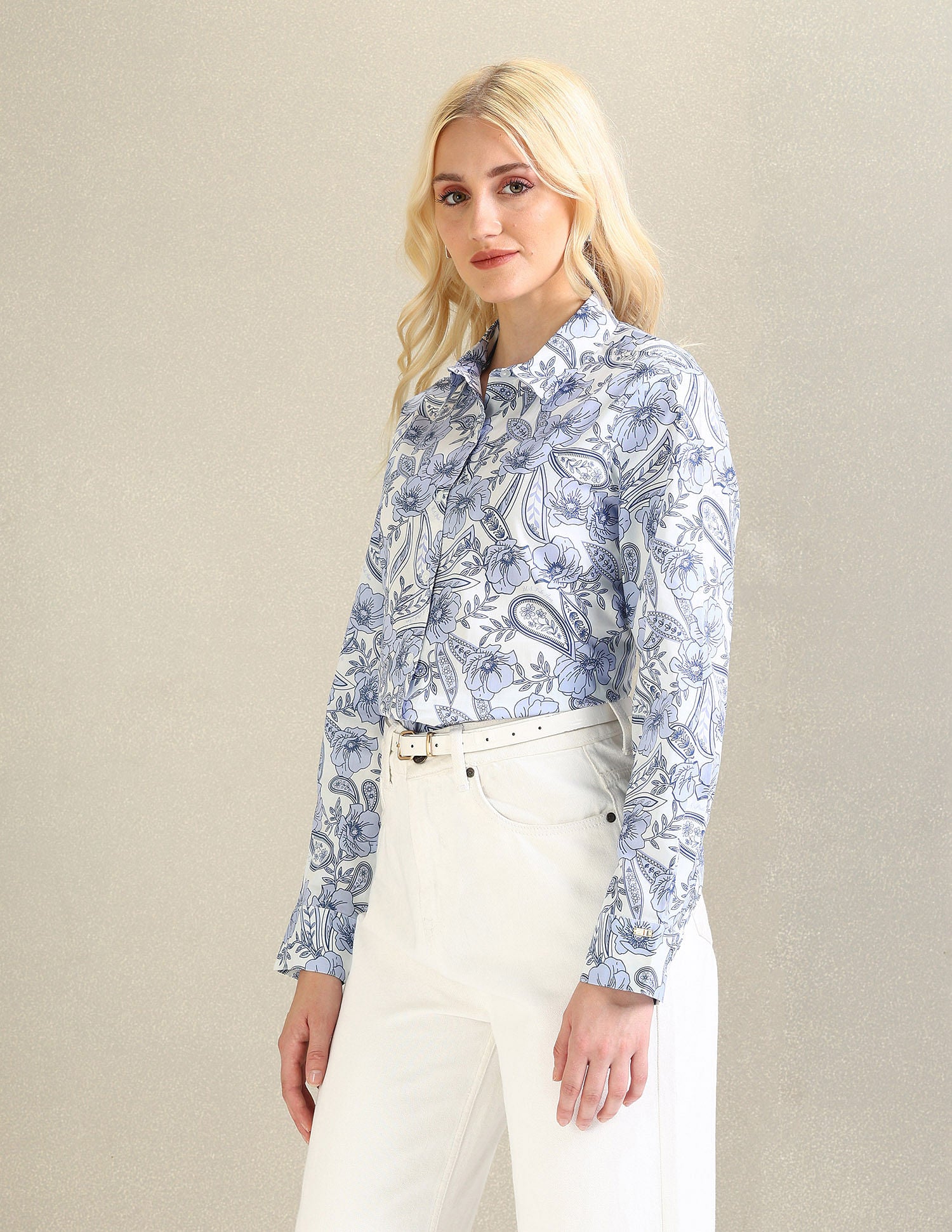 Pure Cotton Floral Shirt Blue - U.S. POLO ASSN. | Large