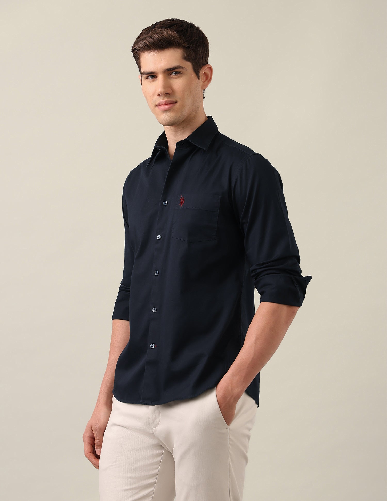 Twill Tailored Fit Shirt Navy - U.S. Polo Assn. India | Large