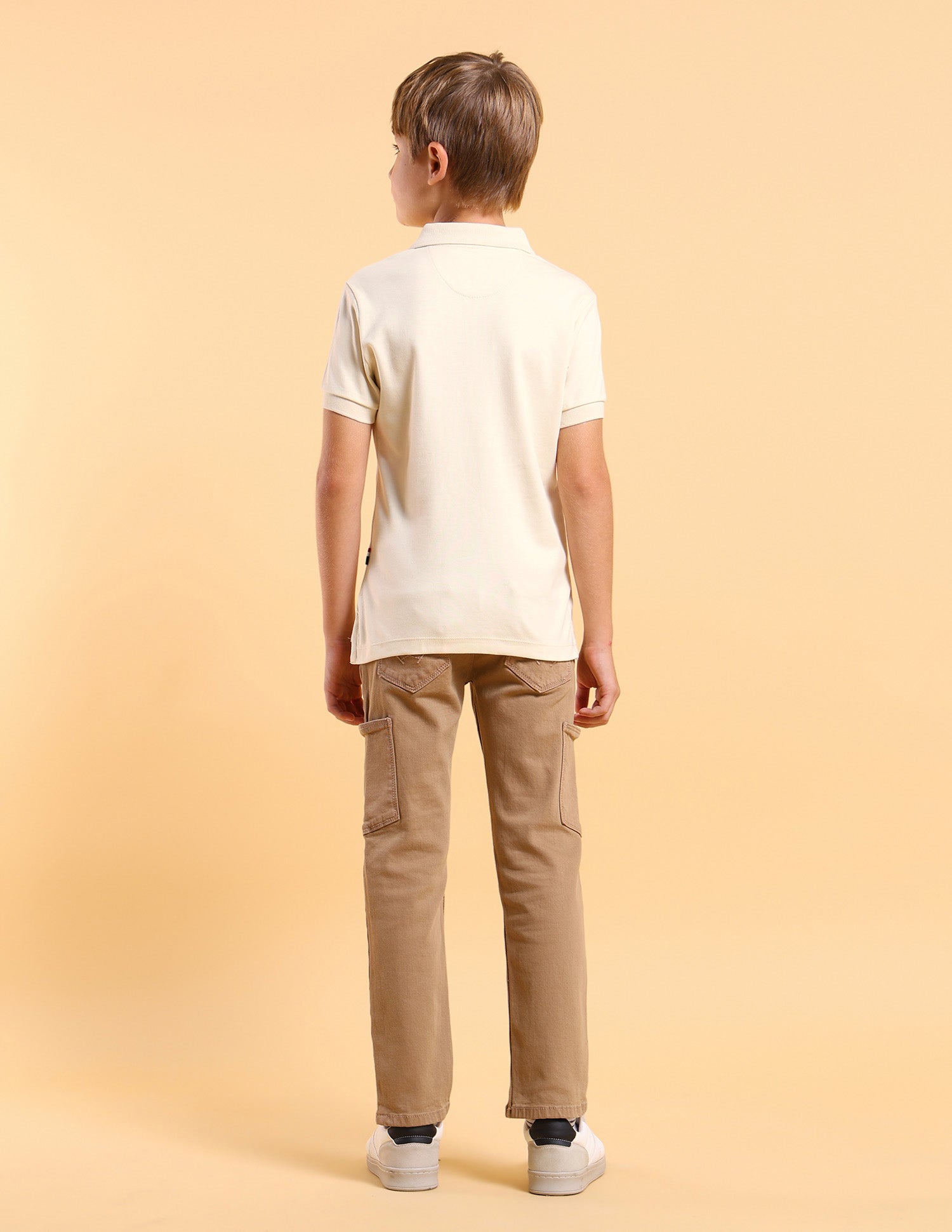 Boys Regular Fit Graphic Printed Polo Shirt Beige - U.S. Polo Assn. India | Large