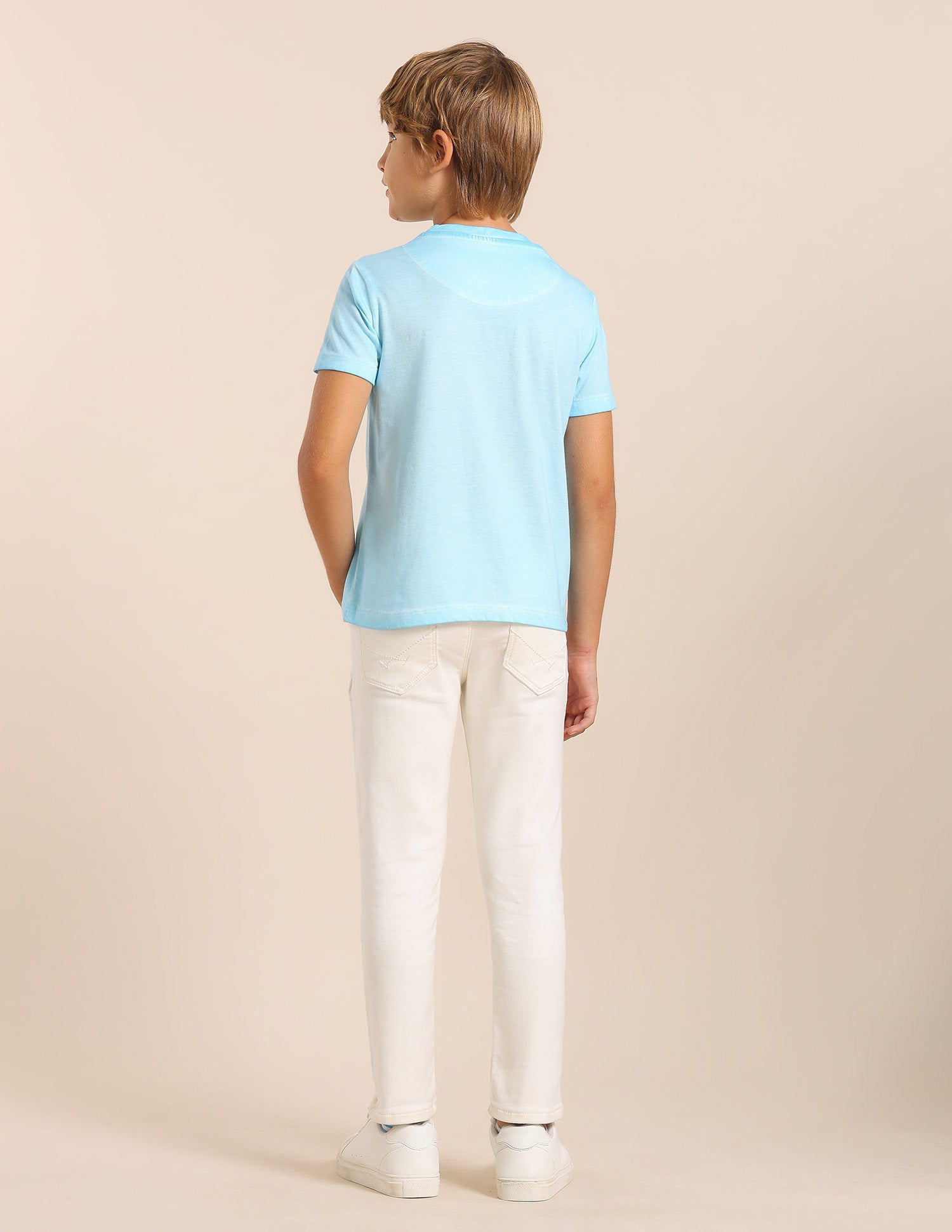 Boys Brand Printed Regular Fit T-Shirt Light Blue - U.S. POLO ASSN. | Large