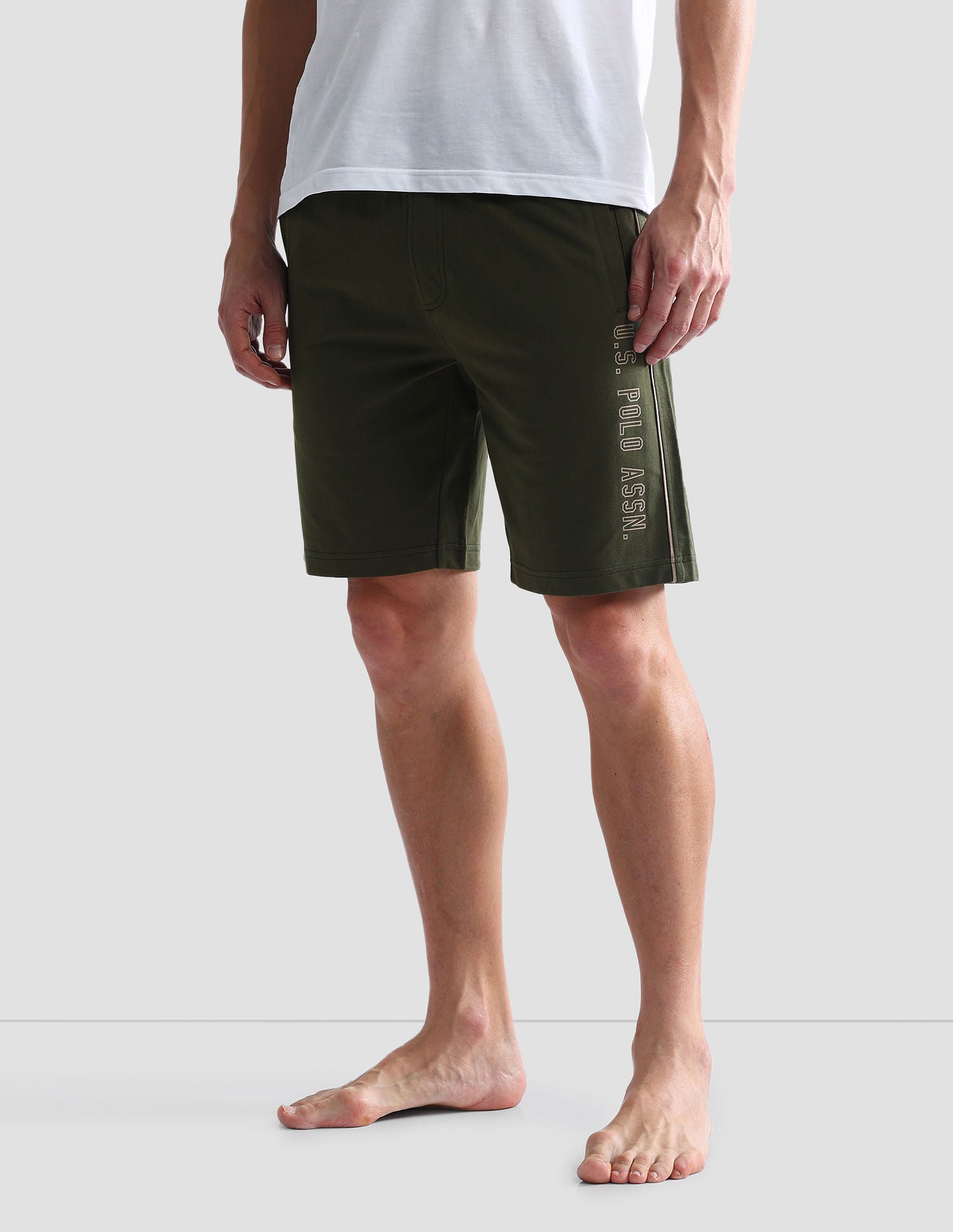 Mid Rise Contrast Piping OES05 Shorts - Pack Of 1 Olive - U.S. POLO ASSN. | Large