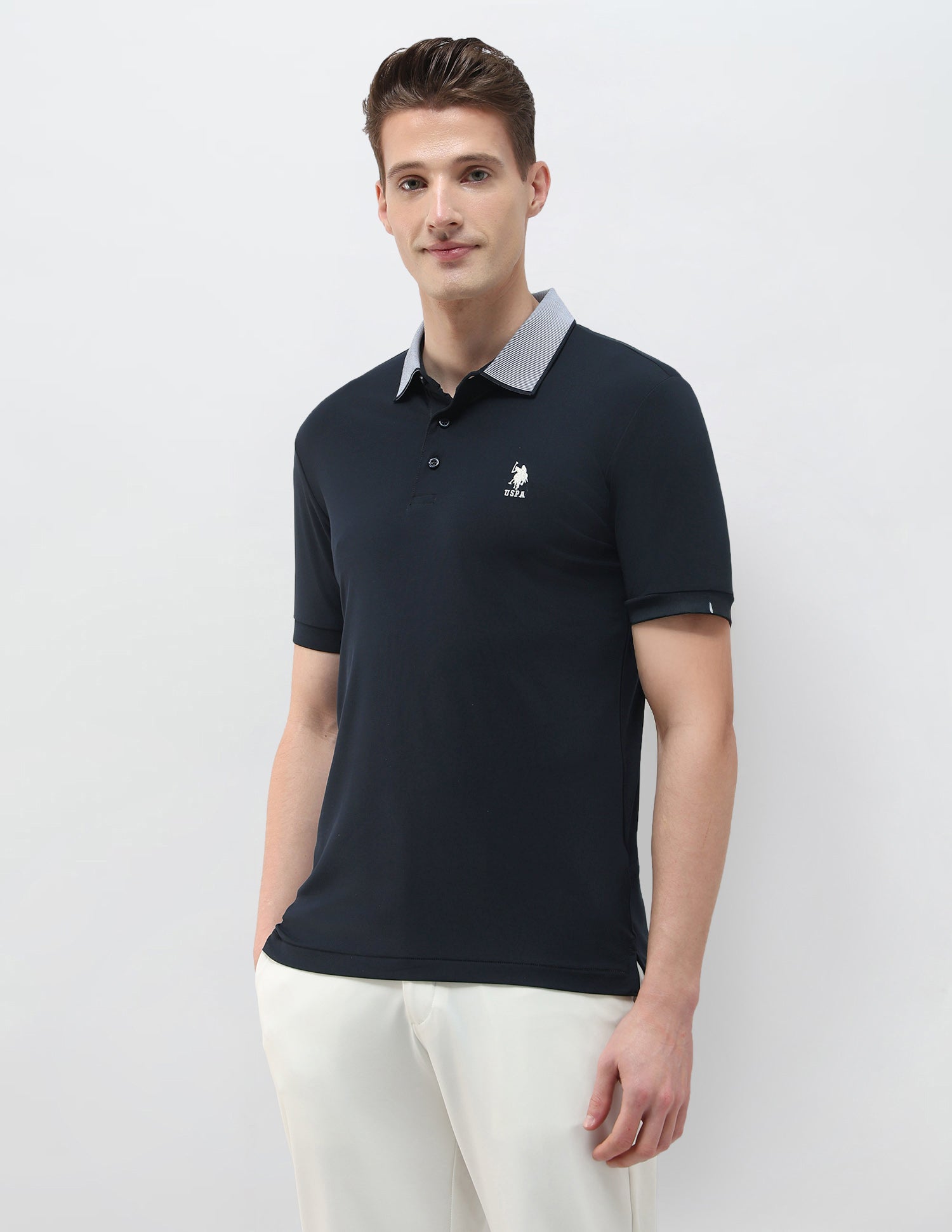 Solid Slim Fit Polo Shirt Navy - U.S. Polo Assn. India | Large