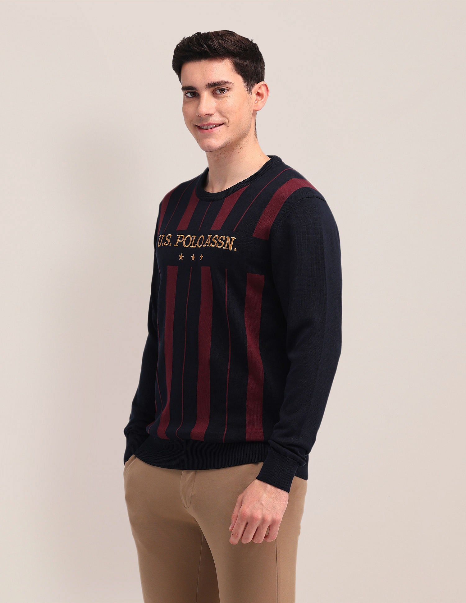 Regular Fit Striped Sweater Navy - U.S. Polo Assn. India | Large