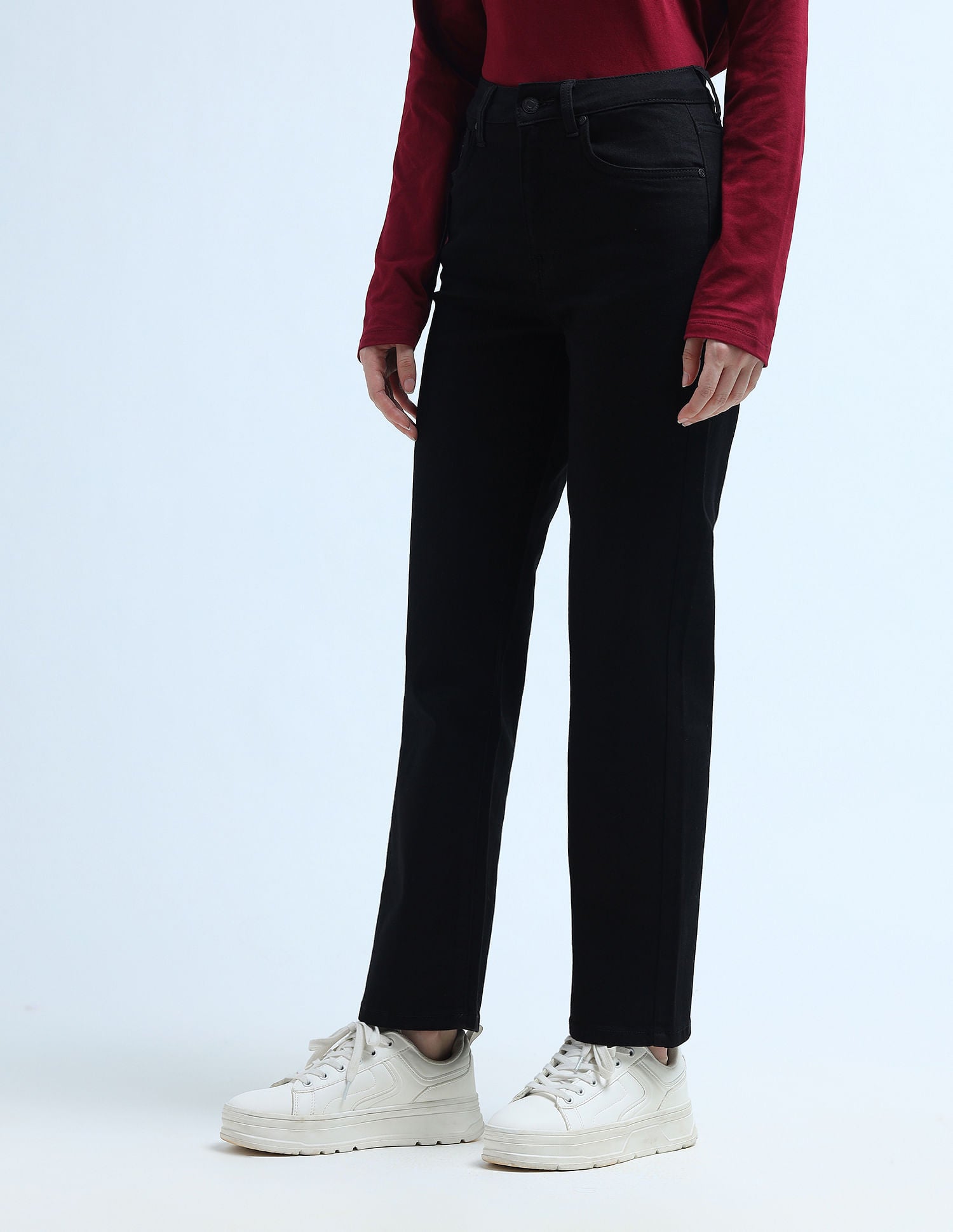 High Rise Straight Fit Jeans Black - U.S. POLO ASSN. | Large