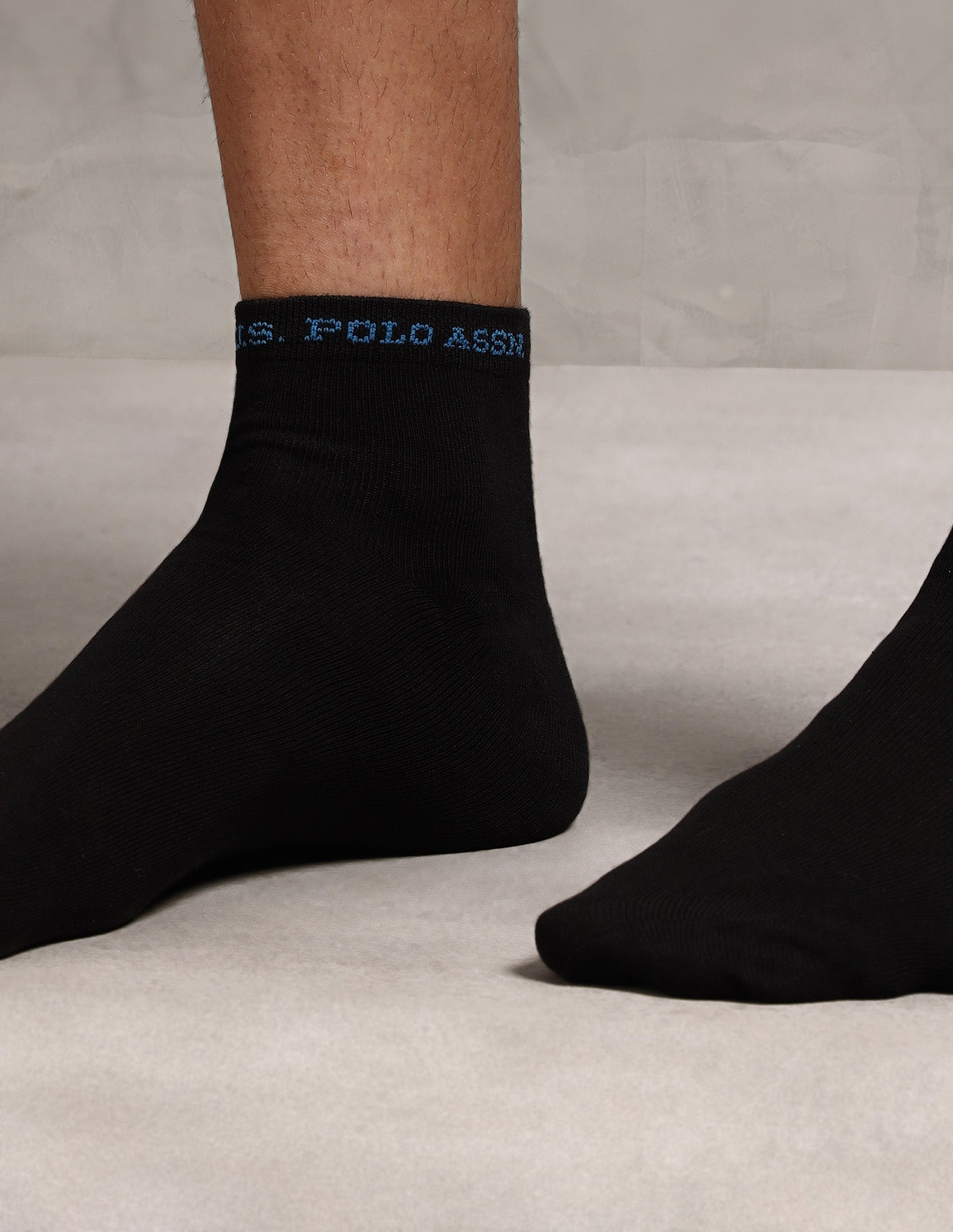 Ankle Length Cotton Stretch Socks - Pack Of 1 Black - U.S. Polo Assn. India | Large