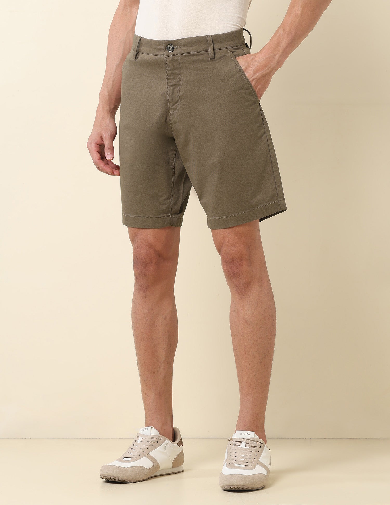 Slim Fit Solid Chino Shorts Brown - U.S. POLO ASSN. | Large
