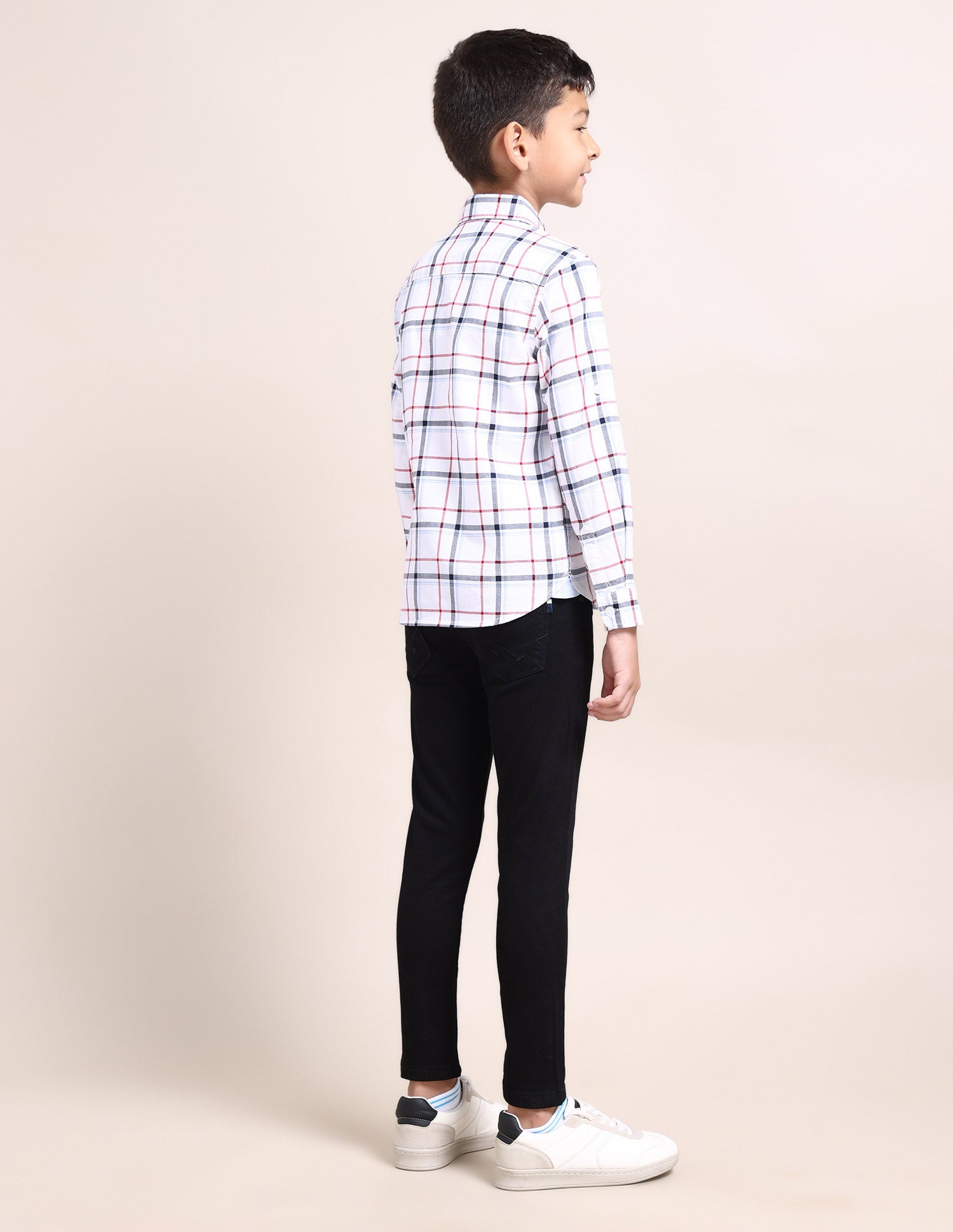 Boys Tartan Check Cotton Shirt White - U.S. Polo Assn. India | Large