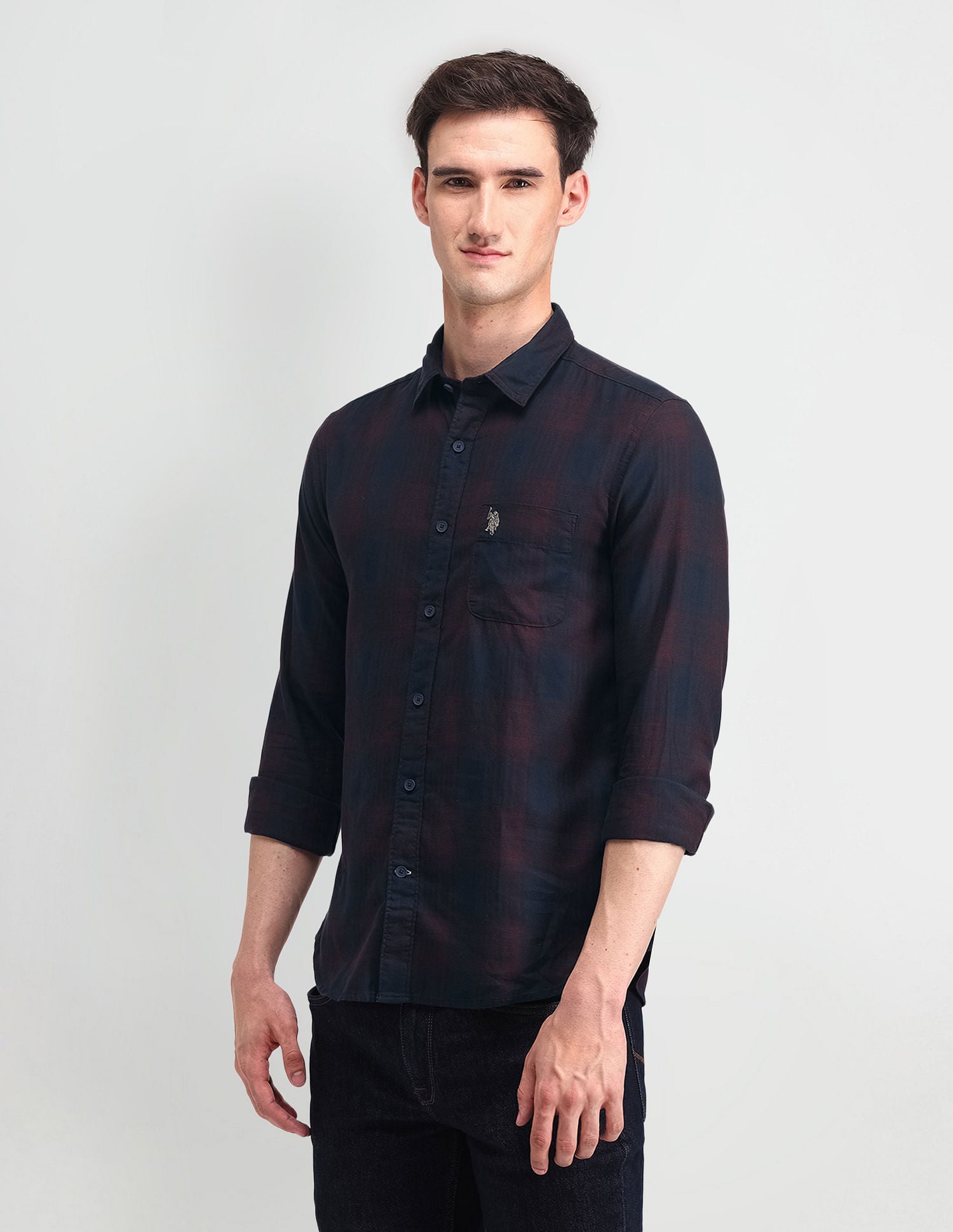 Tartan Check Slim Fit Shirt Navy - U.S. Polo Assn. India | Large