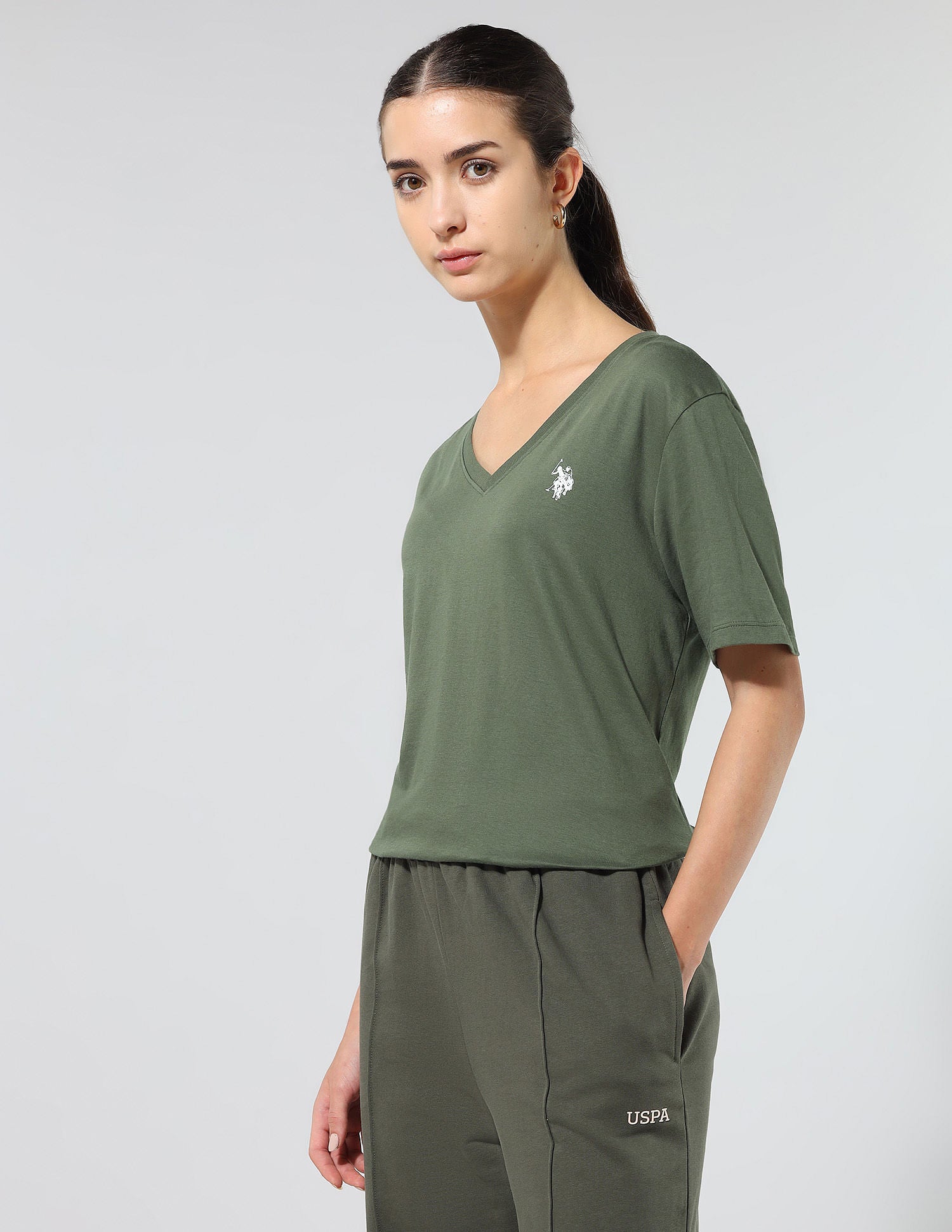 Boxy Fit Solid Lounge T-Shirt Olive - U.S. POLO ASSN. | Large
