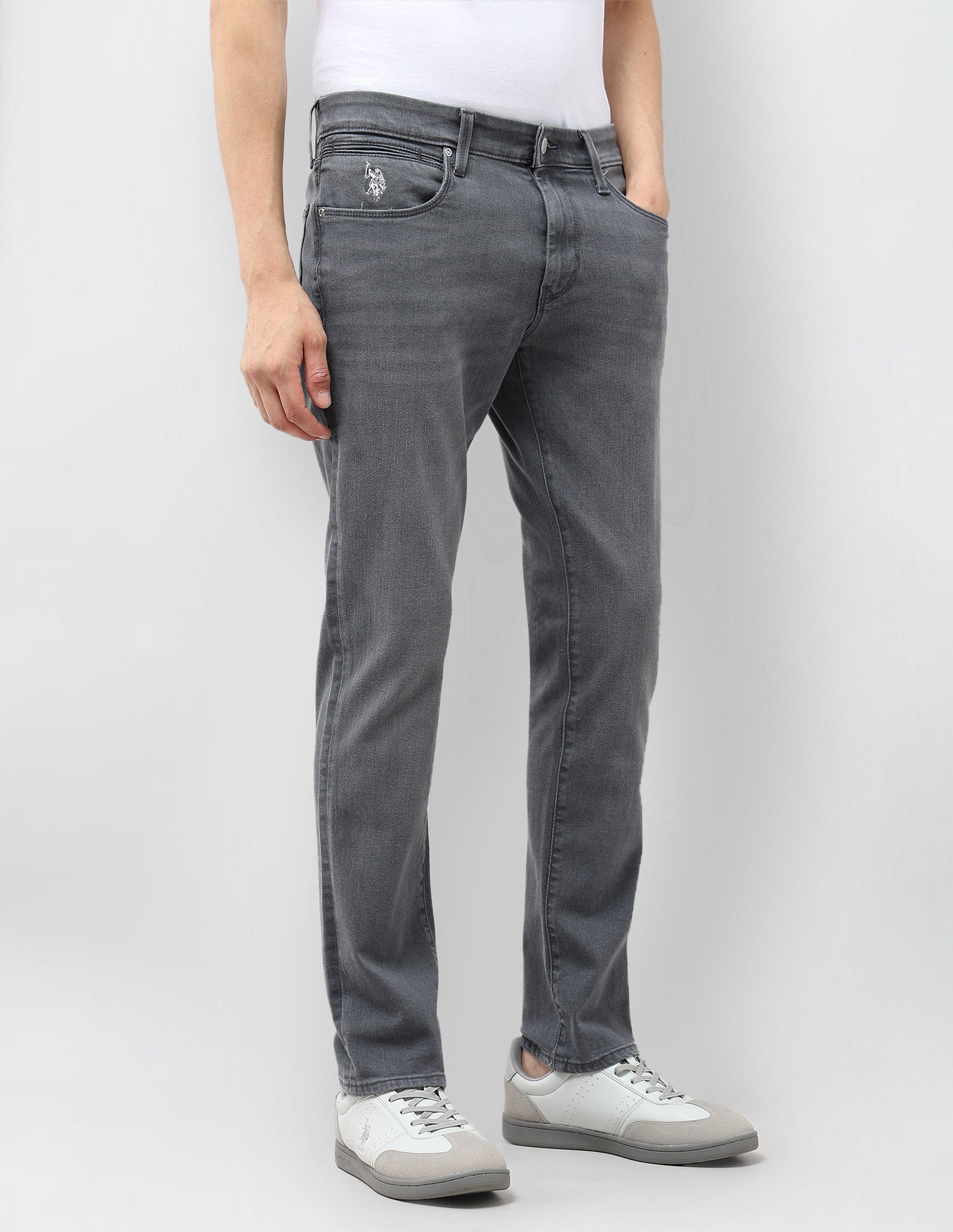 Brandon Slim Tapered Fit Grey Jeans Mid Grey Wash - U.S. POLO ASSN. | Large