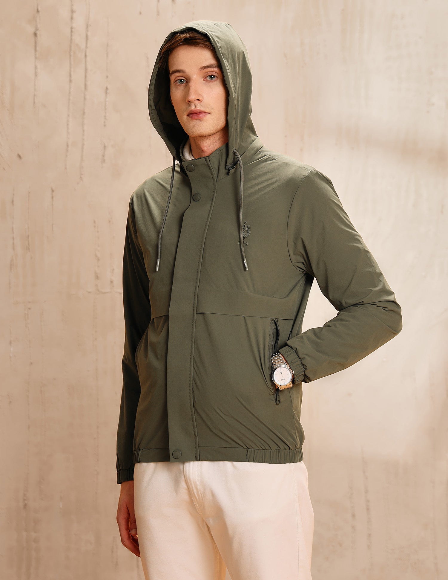 Detachable Hood Legend Of Horseshoe Jacket Olive - U.S. POLO ASSN. | Large