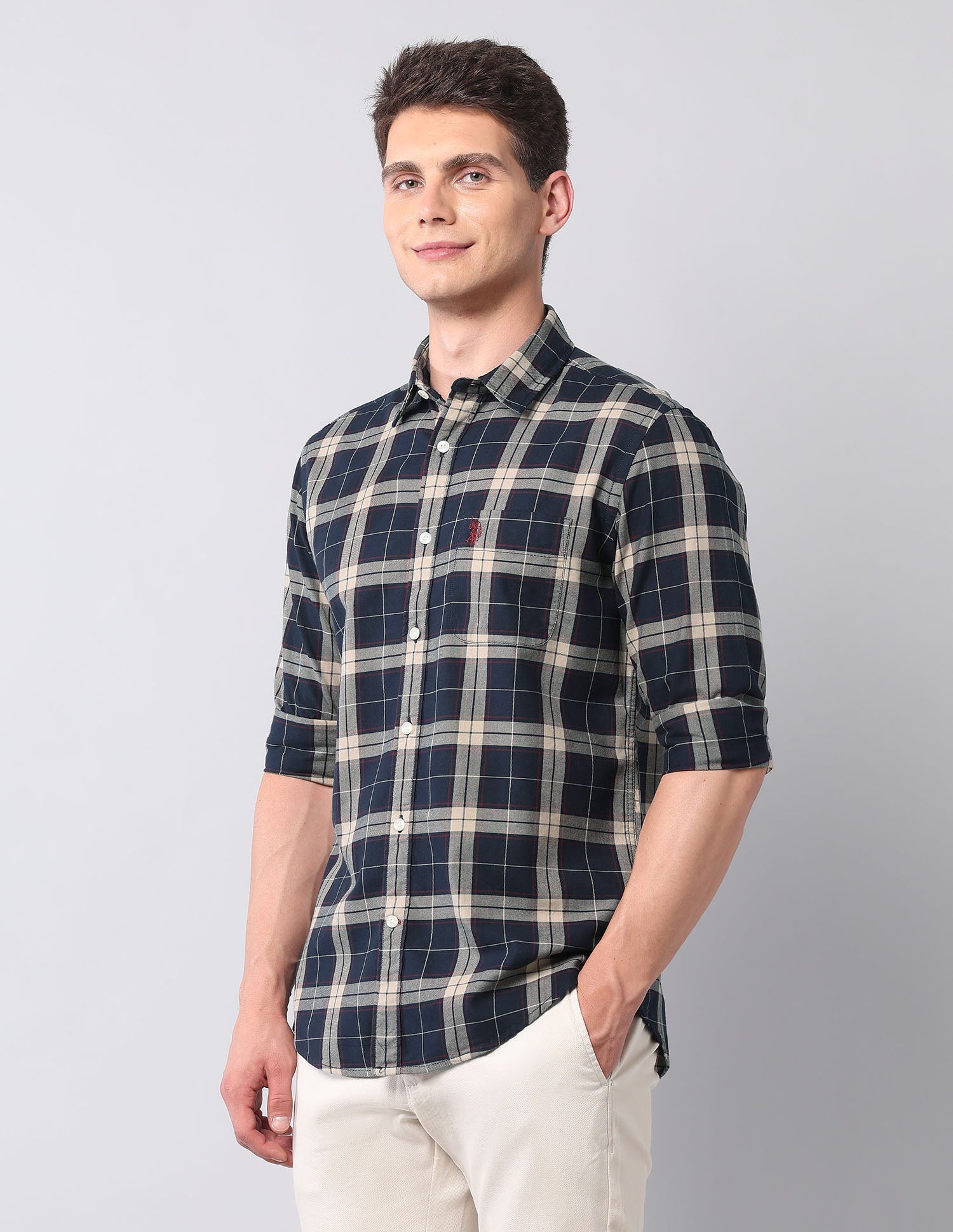 Tartan Checked Twill Shirt Navy - U.S. Polo Assn. India | Large