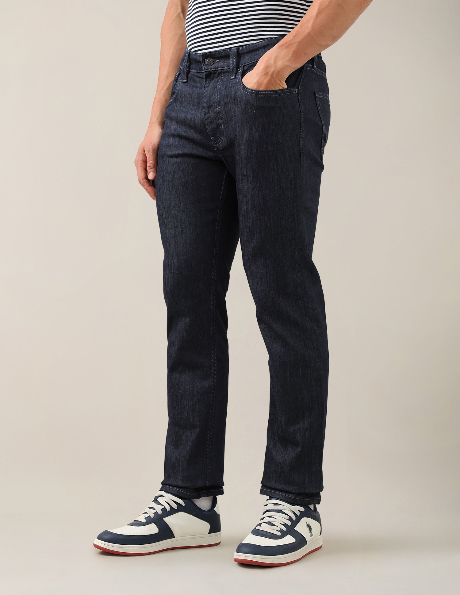 Harold Slim Straight Fit Blue Jeans Rinse Blue - U.S. Polo Assn. India | Large