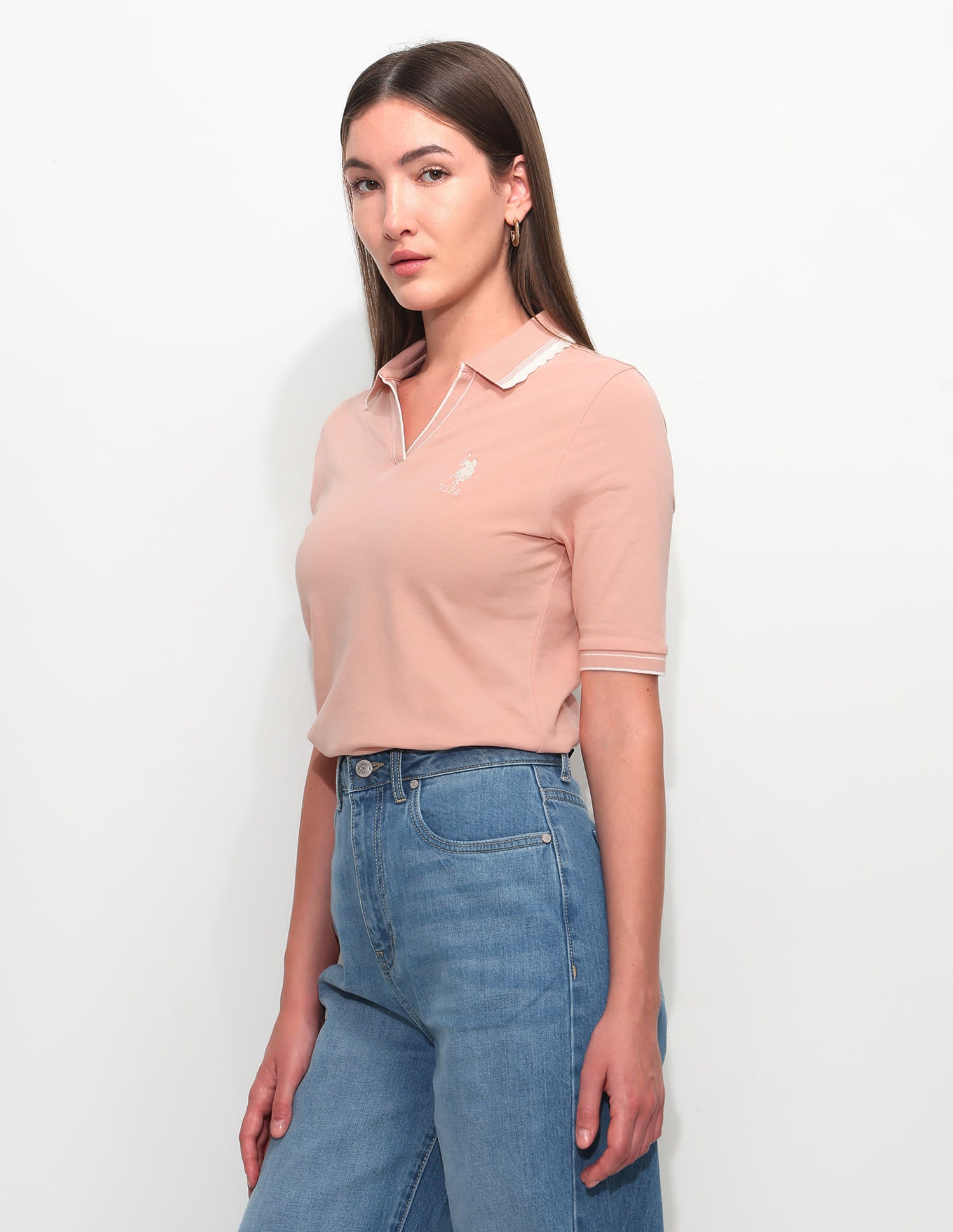 Regular Fit Solid Polo Shirt Pink - U.S. Polo Assn. India | Large