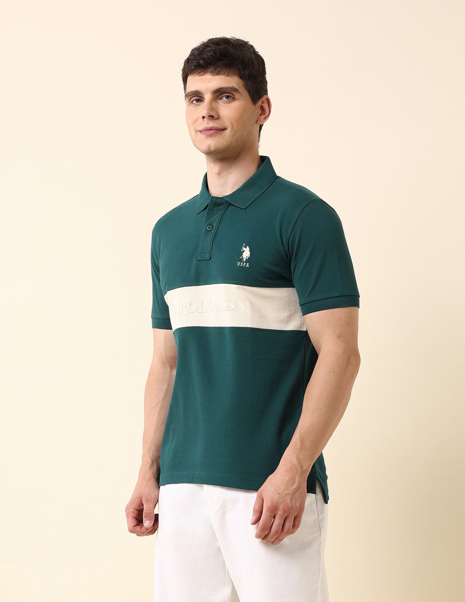 Brand Embossed Classic Polo Shirt Dark Green - U.S. Polo Assn. India | Large