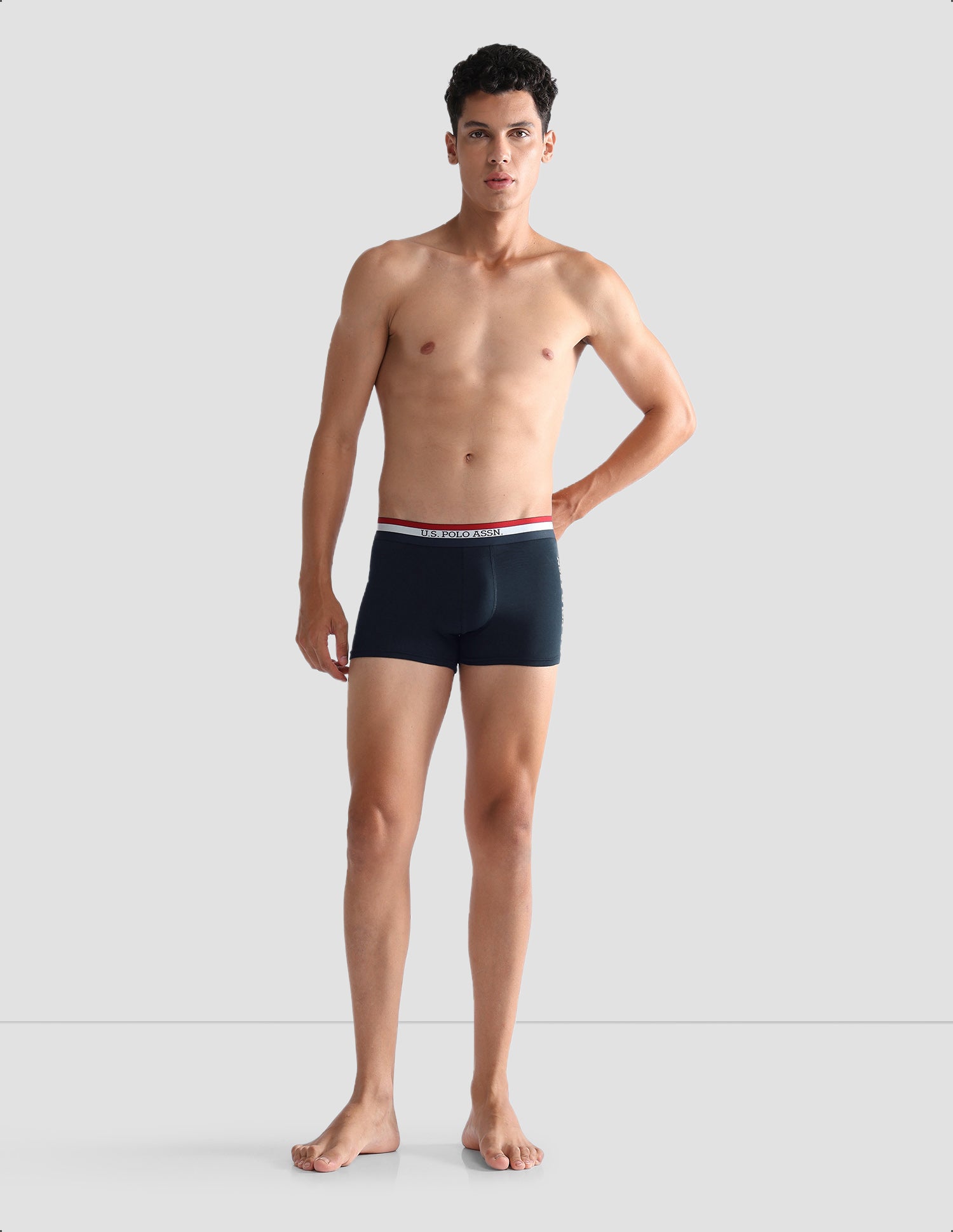 Solid Antibacterial ET002 Trunks - Pack Of 2 Navy and Iron Gate - U.S. POLO ASSN. | Large