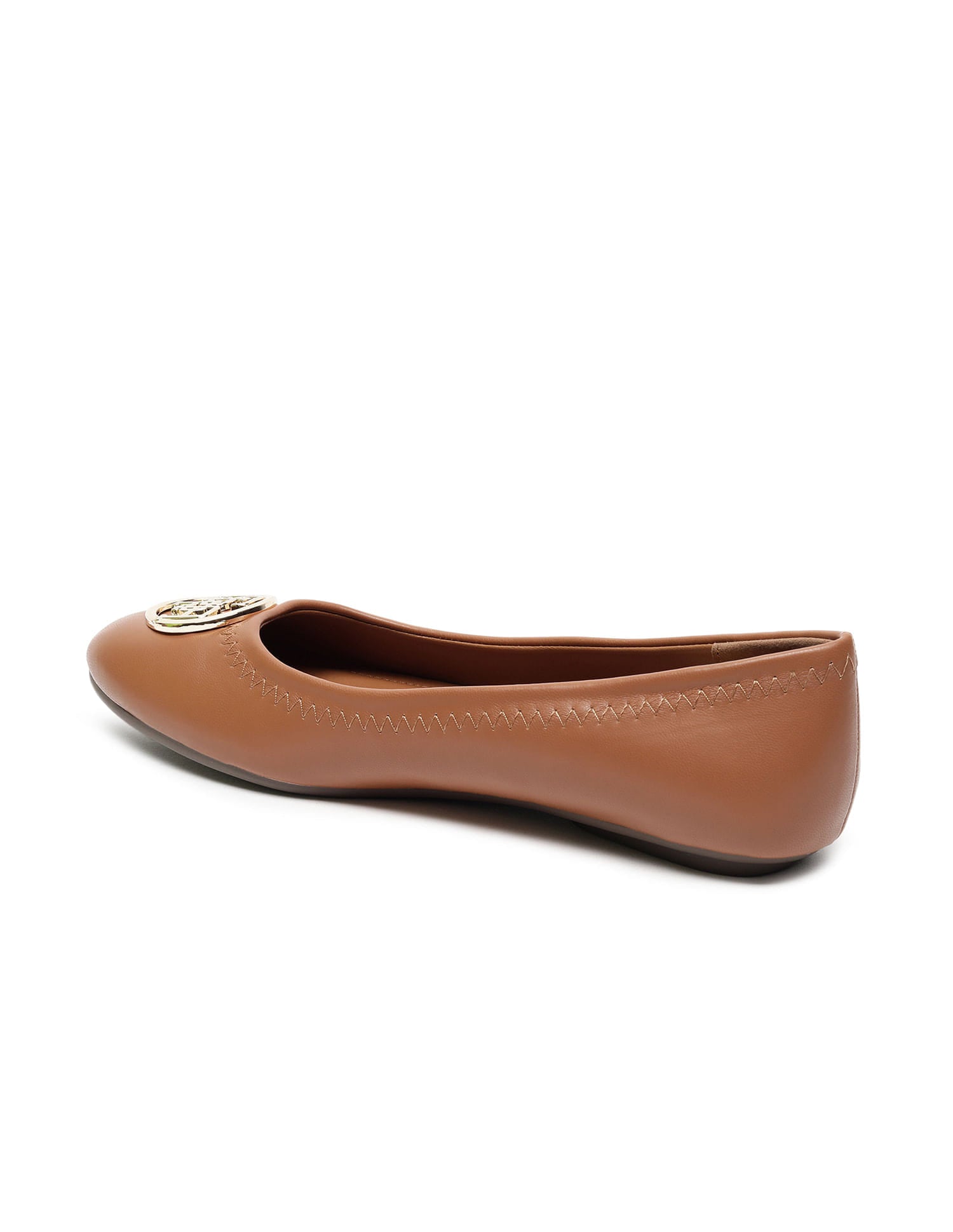 Metallic Logo Solid Ballerinas Tan - U.S. Polo Assn. India | Large