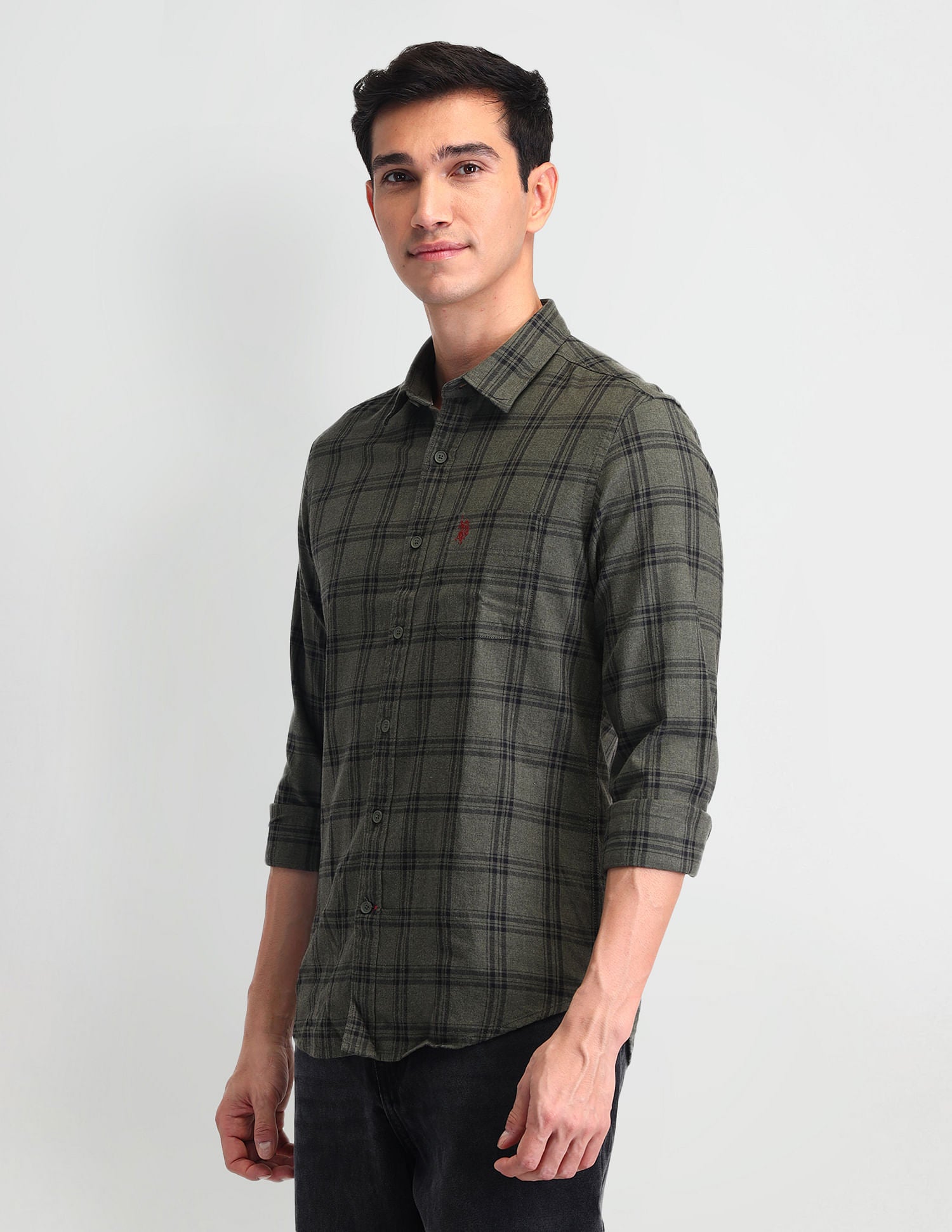 Tartan Check Regular Fit Shirt Olive - U.S. Polo Assn. India | Large
