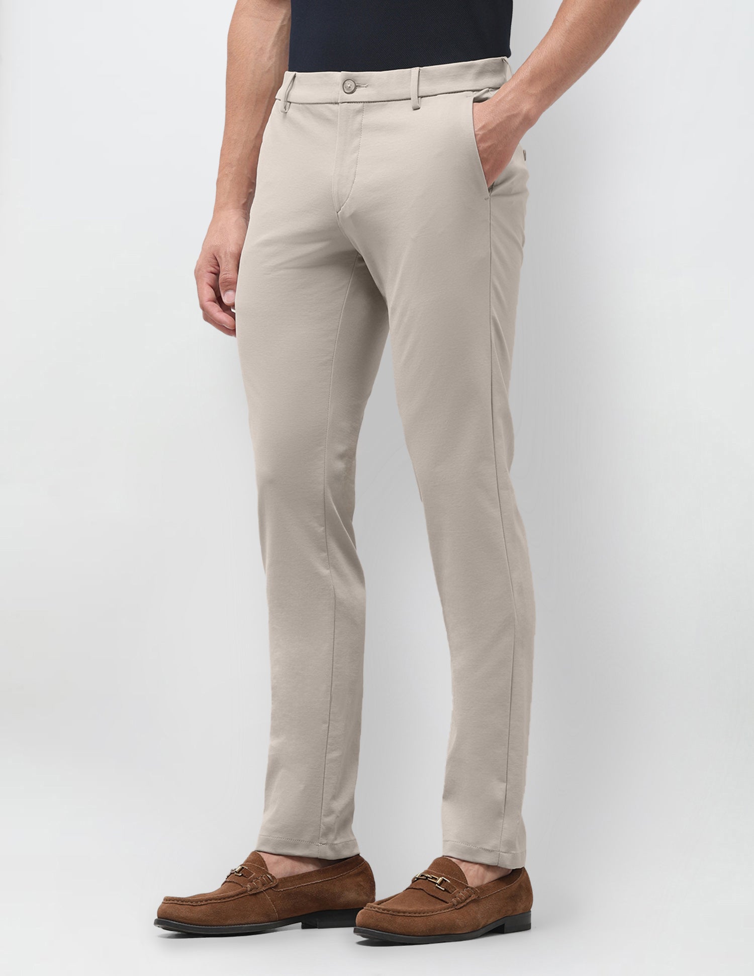 Denver Slim Fit Mid Rise Trousers Stone - U.S. Polo Assn. India | Large