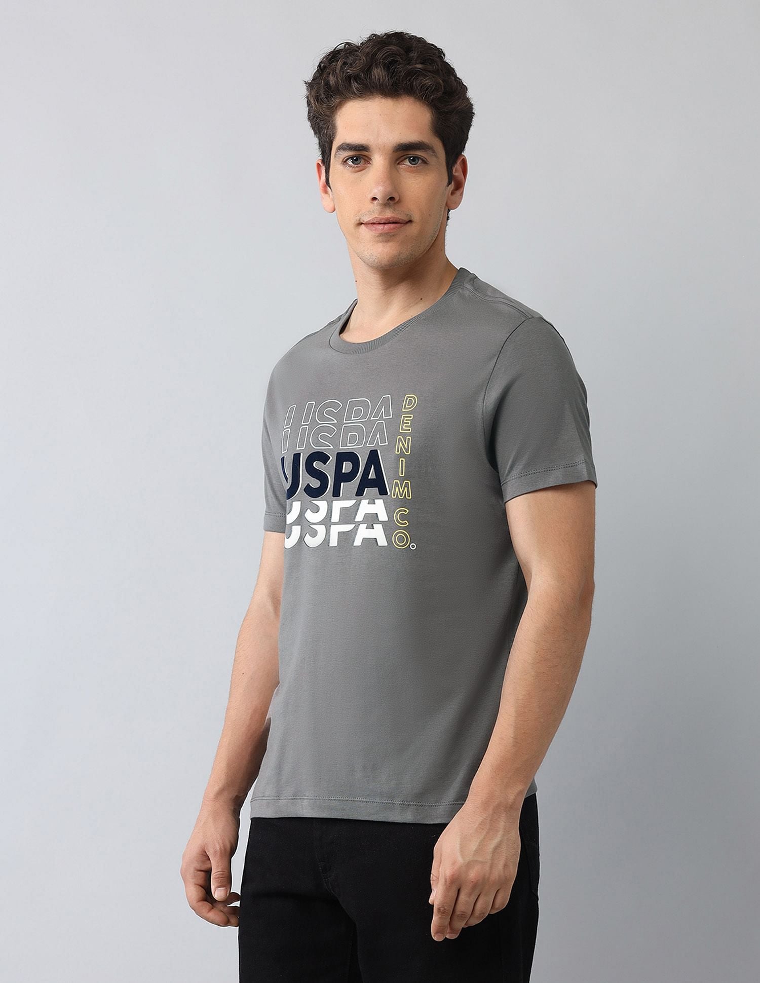 Muscle Fit Brand Printed T-Shirt Dark Grey - U.S. Polo Assn. India | Large