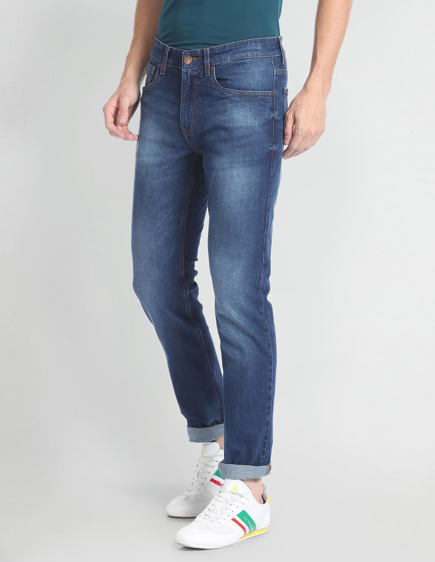 Brandon Slim Tapered Stone Wash Jeans Dark Blue - U.S. Polo Assn. India | Large
