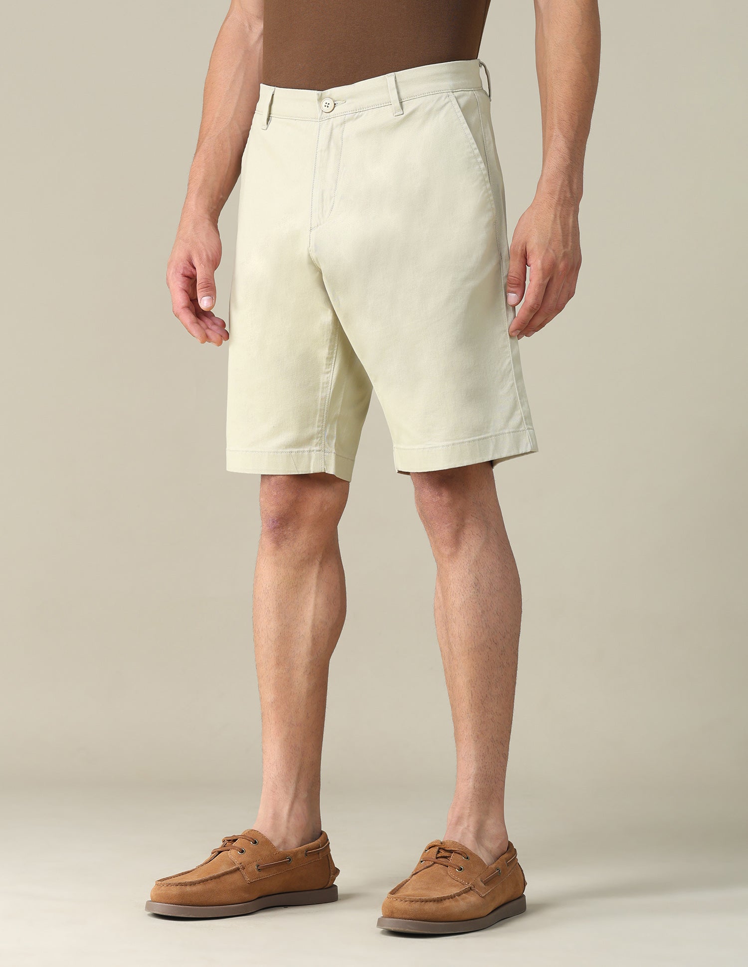 Solid Slim Fit Shorts Beige - U.S. POLO ASSN. | Large