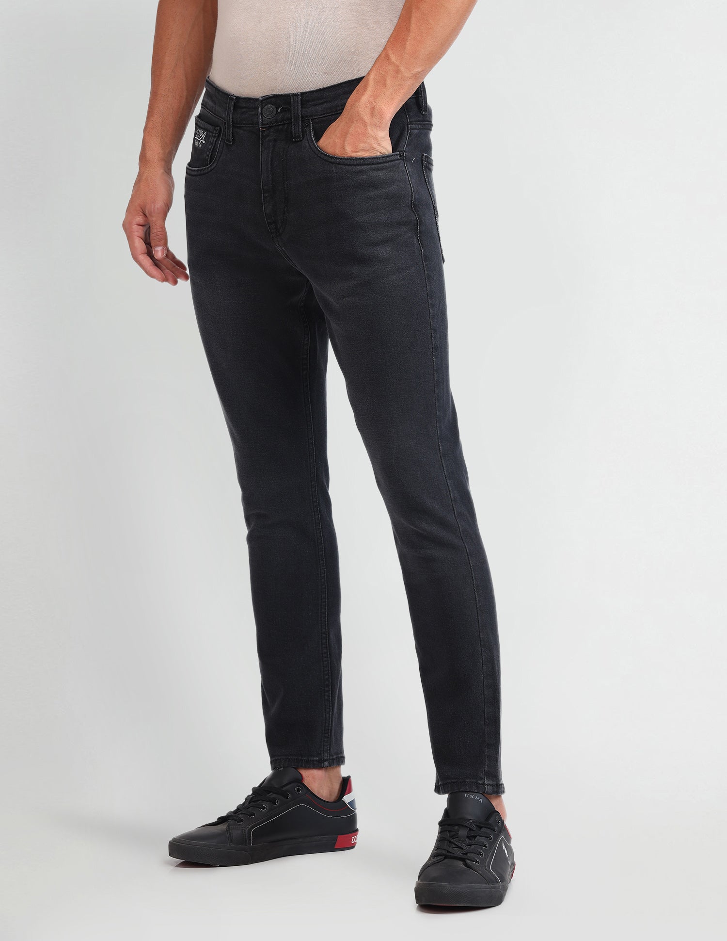 Henry Tapered Fit Cropped Grey Jeans Black - U.S. Polo Assn. India | Large