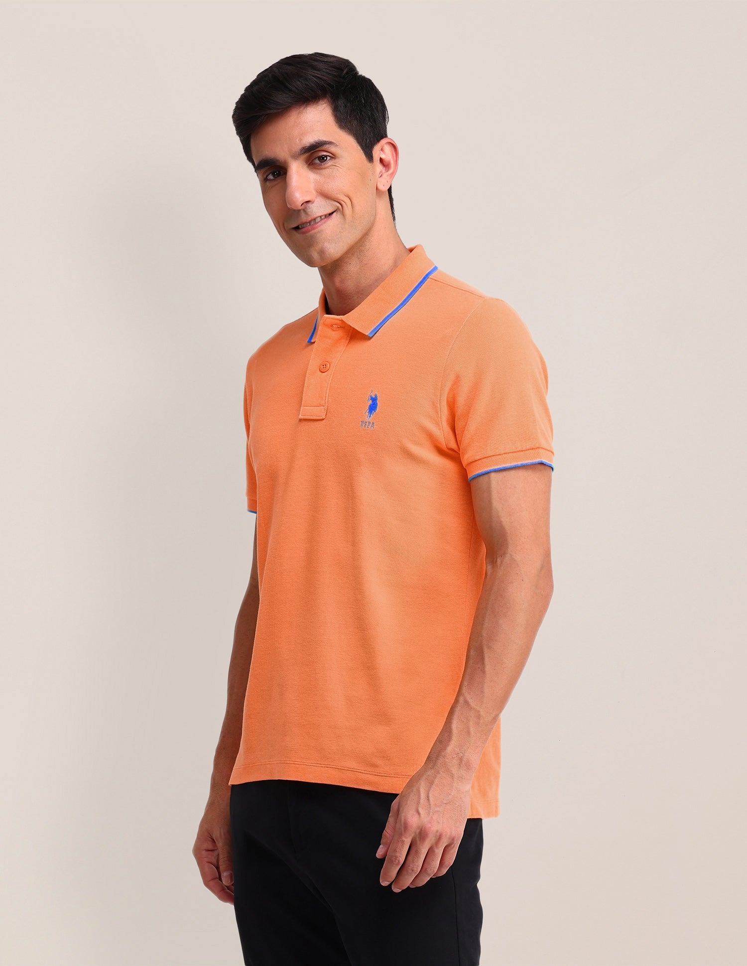 Cotton Slim Fit Polo Shirt Orange - U.S. Polo Assn. India | Large