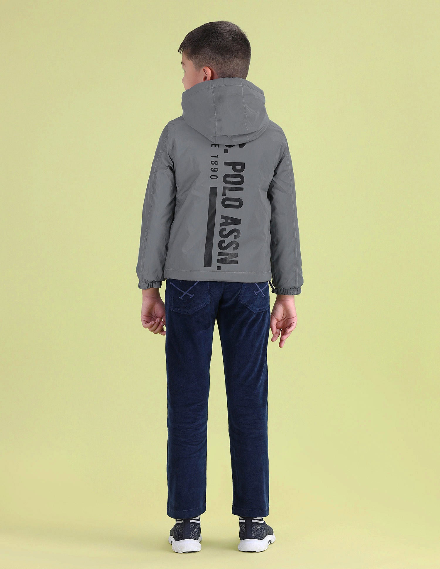 Boys Regular Fit Solid Padded Jacket Silver - U.S. POLO ASSN. | Large