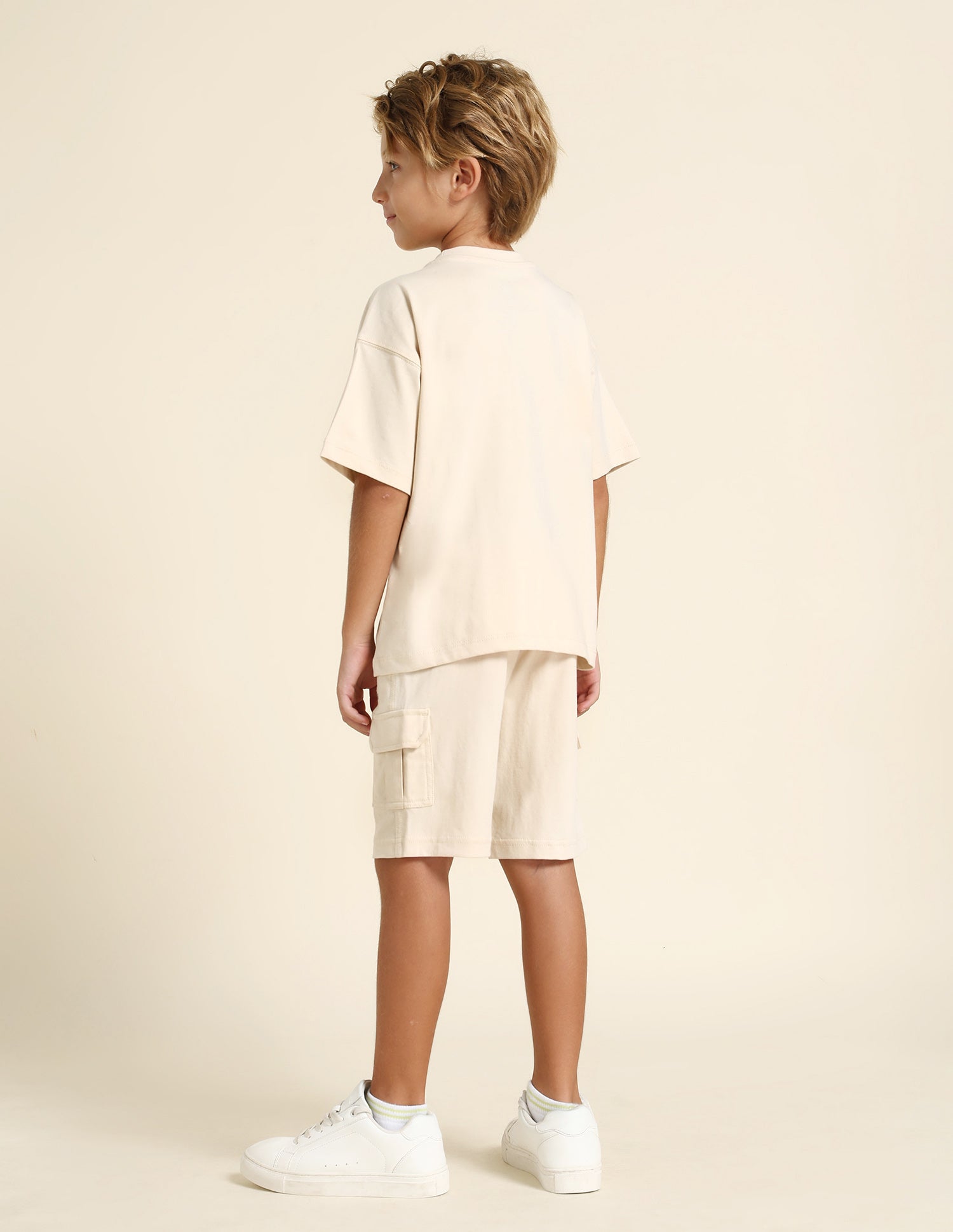 Boys Regular Fit Solid T-Shirt Off White - U.S. POLO ASSN. | Large